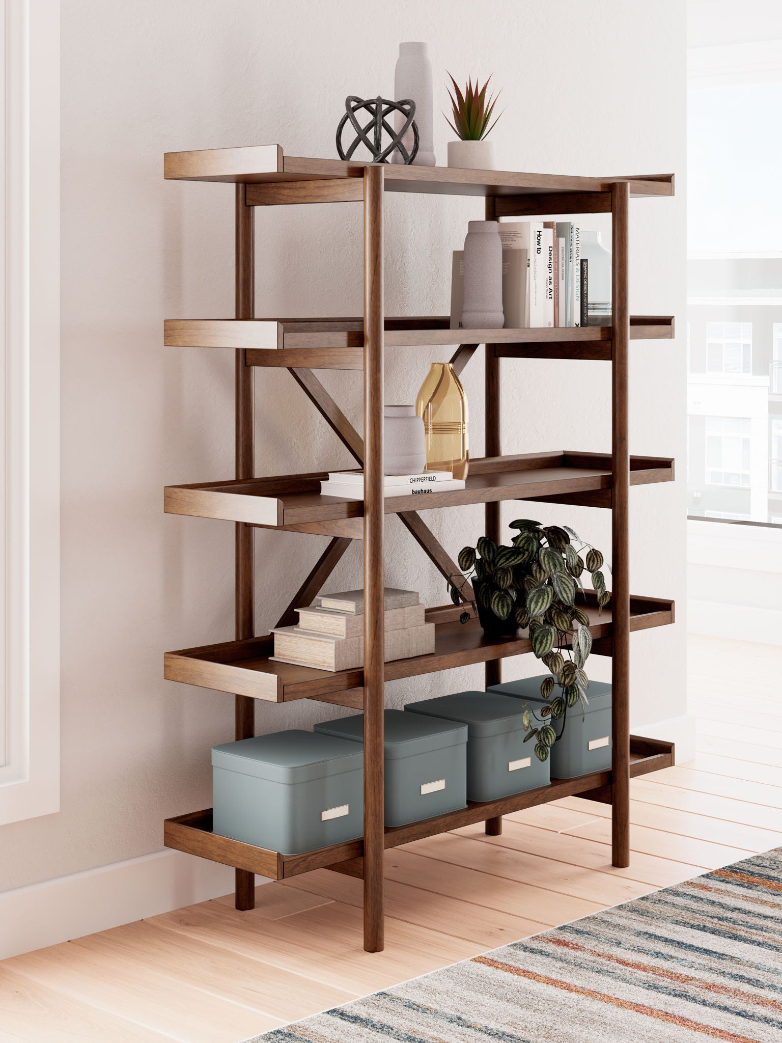 Lyncott - 3 Pc. - Home Office Desk, Chair, Bookcase - Brown - Best Buy Furniture