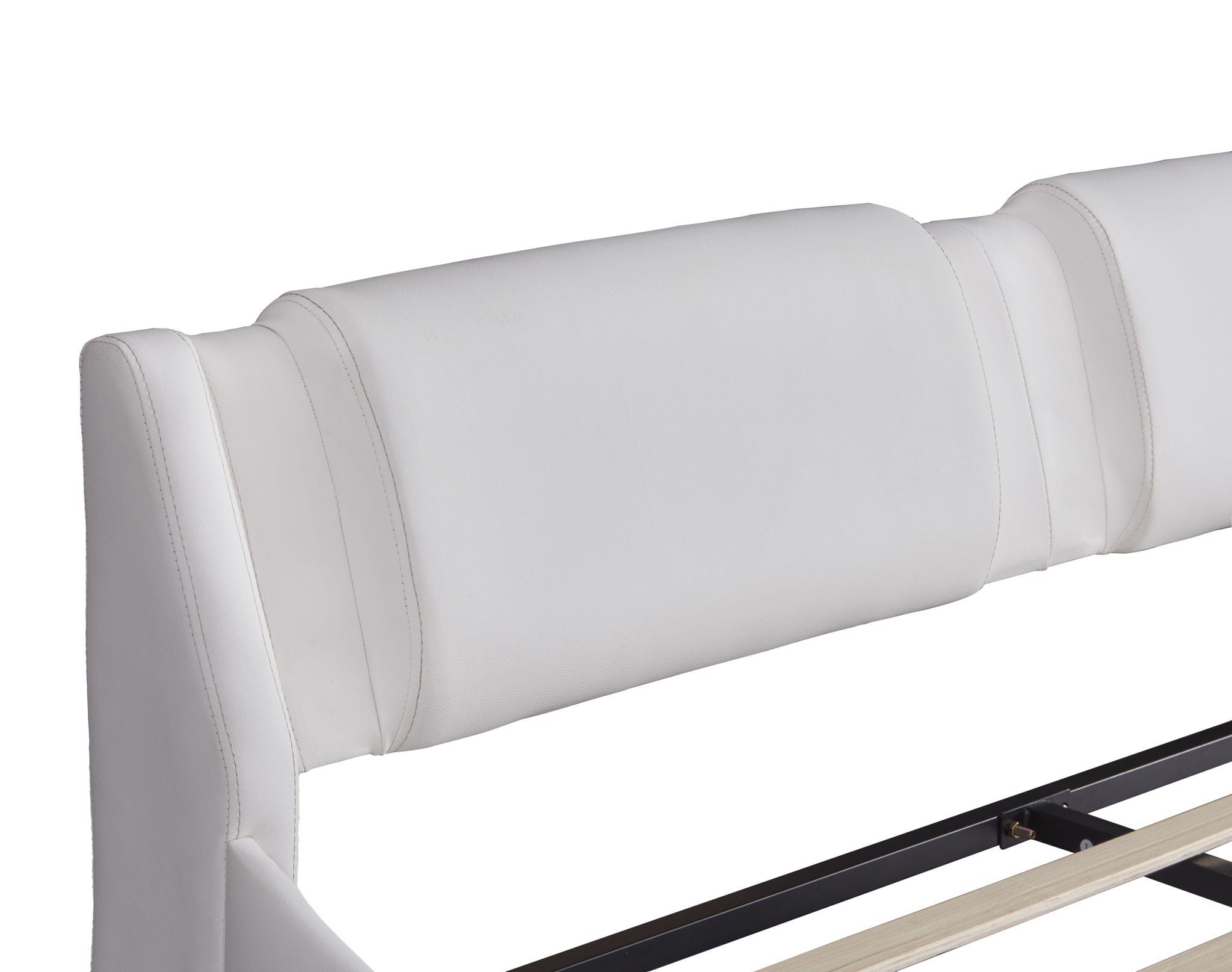 Upholstered Platform Bed With LED Light, Frame Slatted
