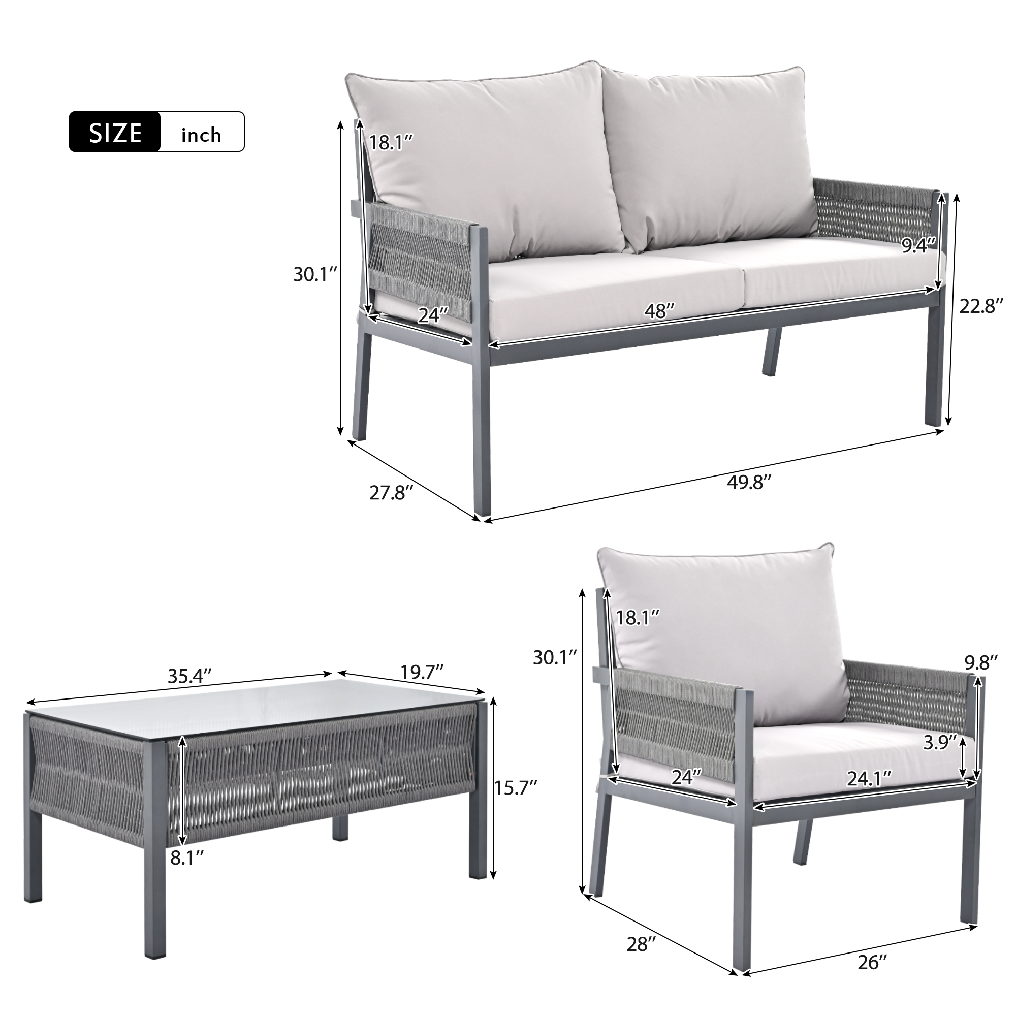 4-Piece Boho-Inspired Outdoor Rope Lounge Set