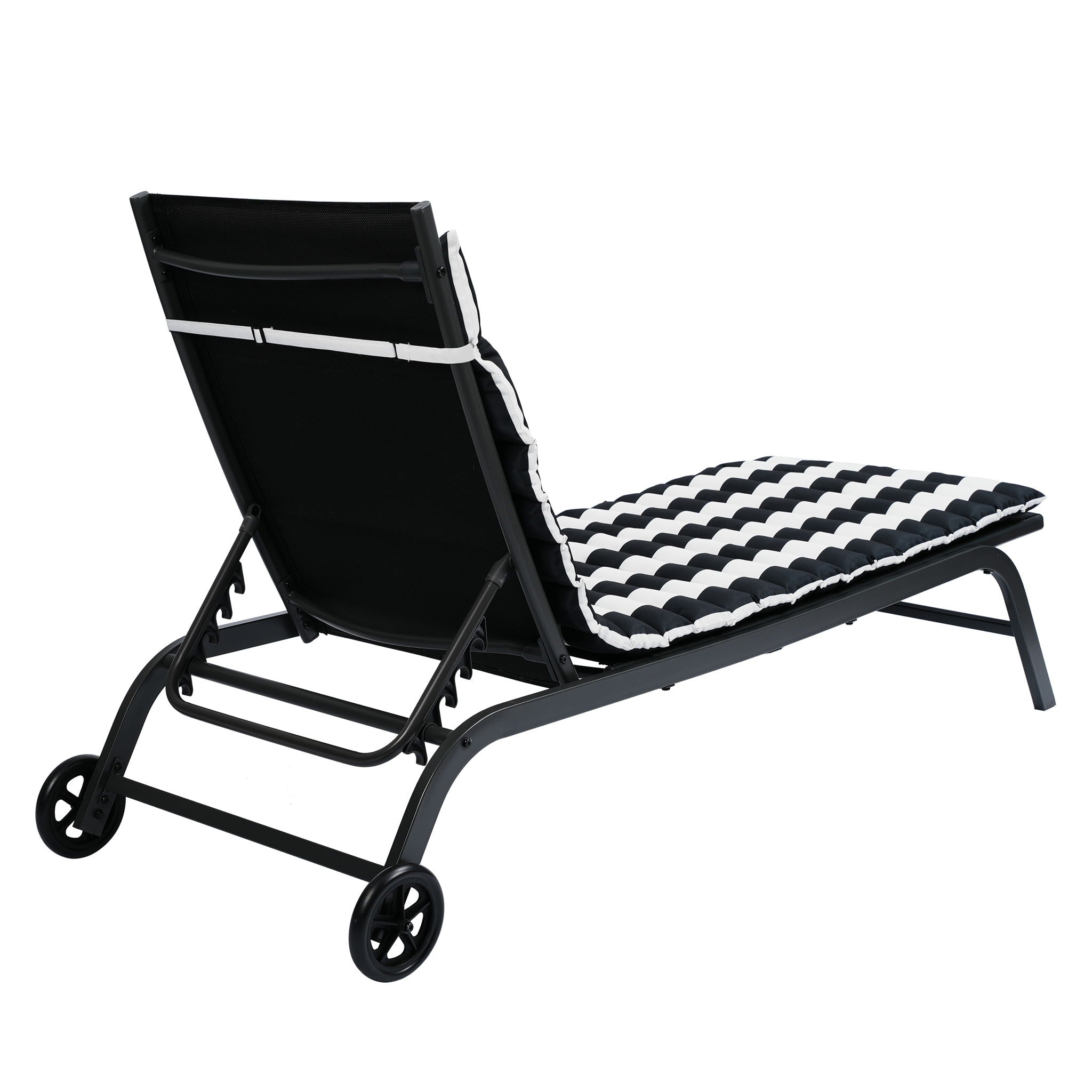 Outdoor Lounge Chairs (Set of 2), Cushion Replacement Patio Funiture Seat Cushion Chaise Lounge Cushion - Black / White