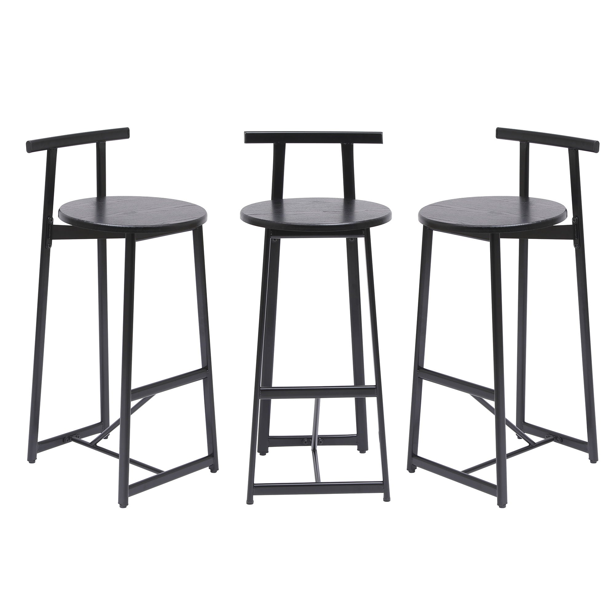 Modern Bar Stools With Backrest For Kitchen (Set of 3)