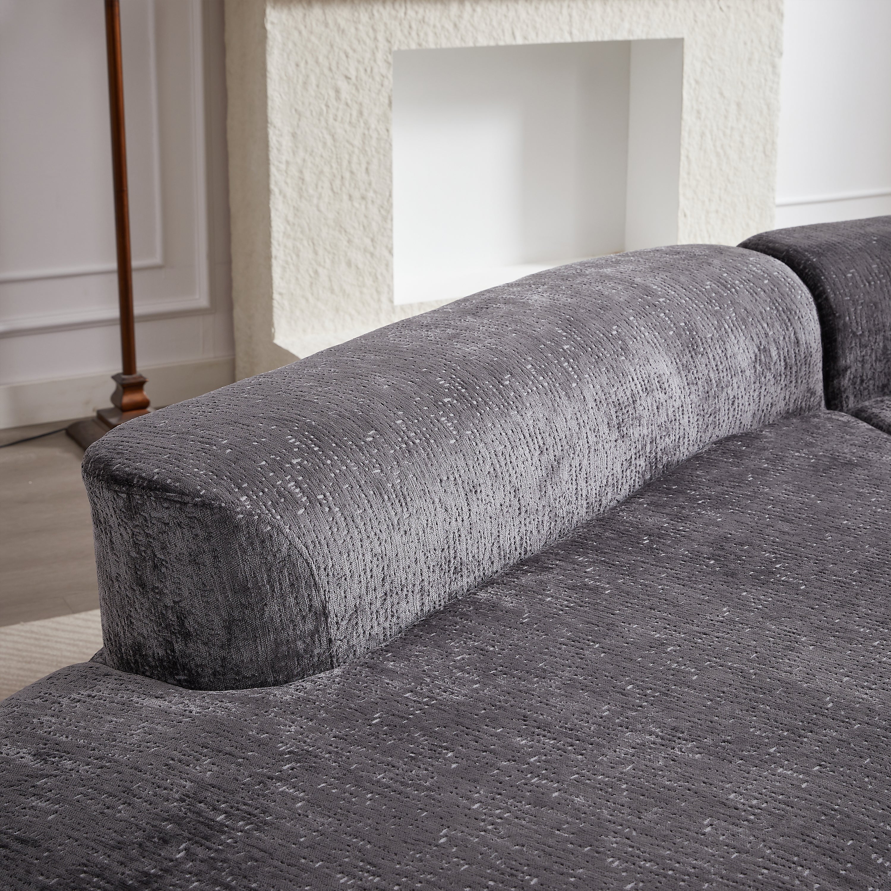 Modern Upholstered Oversized Sectional Sofa, 114-Inch Chenille - Best Buy Furniture