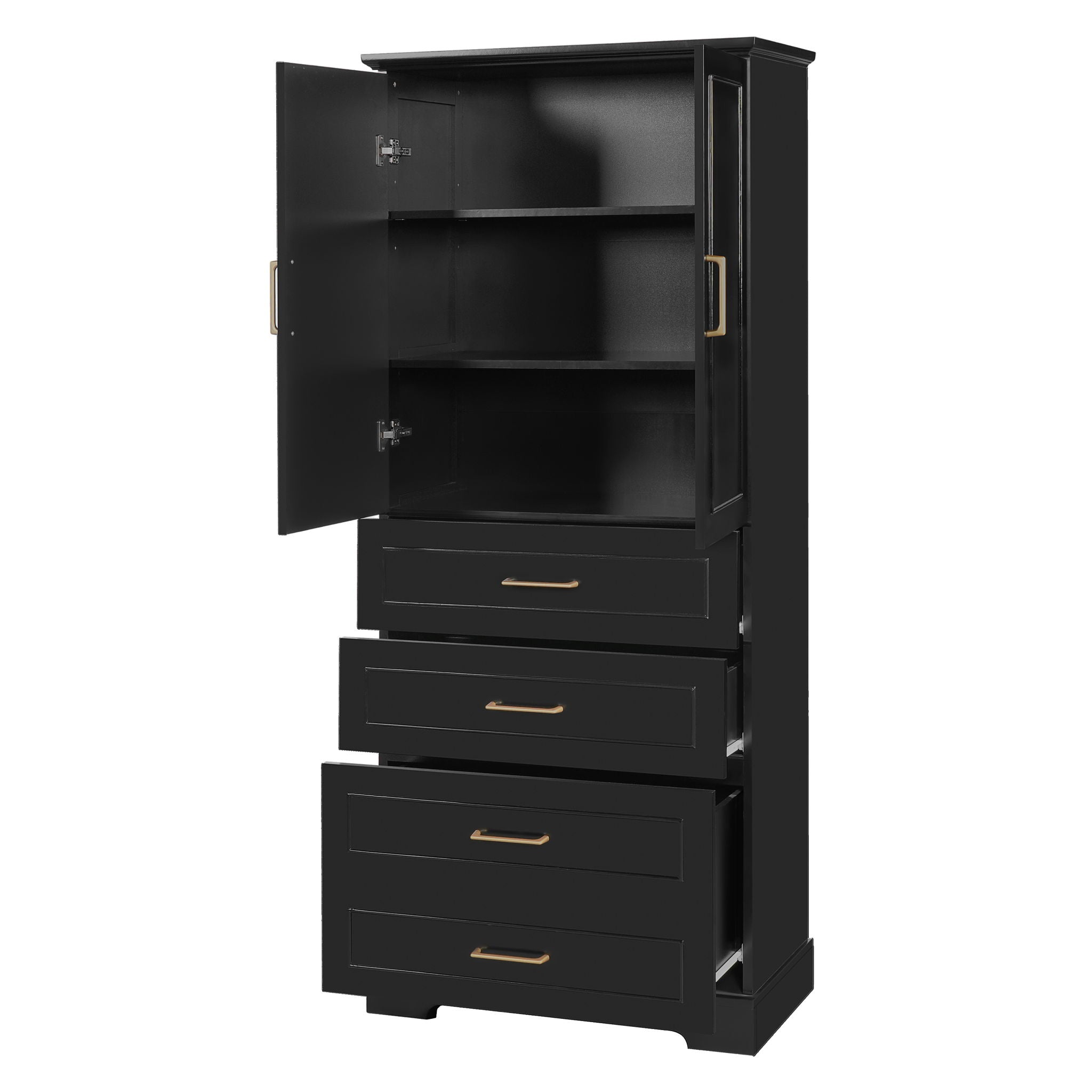Freestanding Bathroom Cabinet With 3 Drawers, Adjustable Shelf, Soft Close Doors