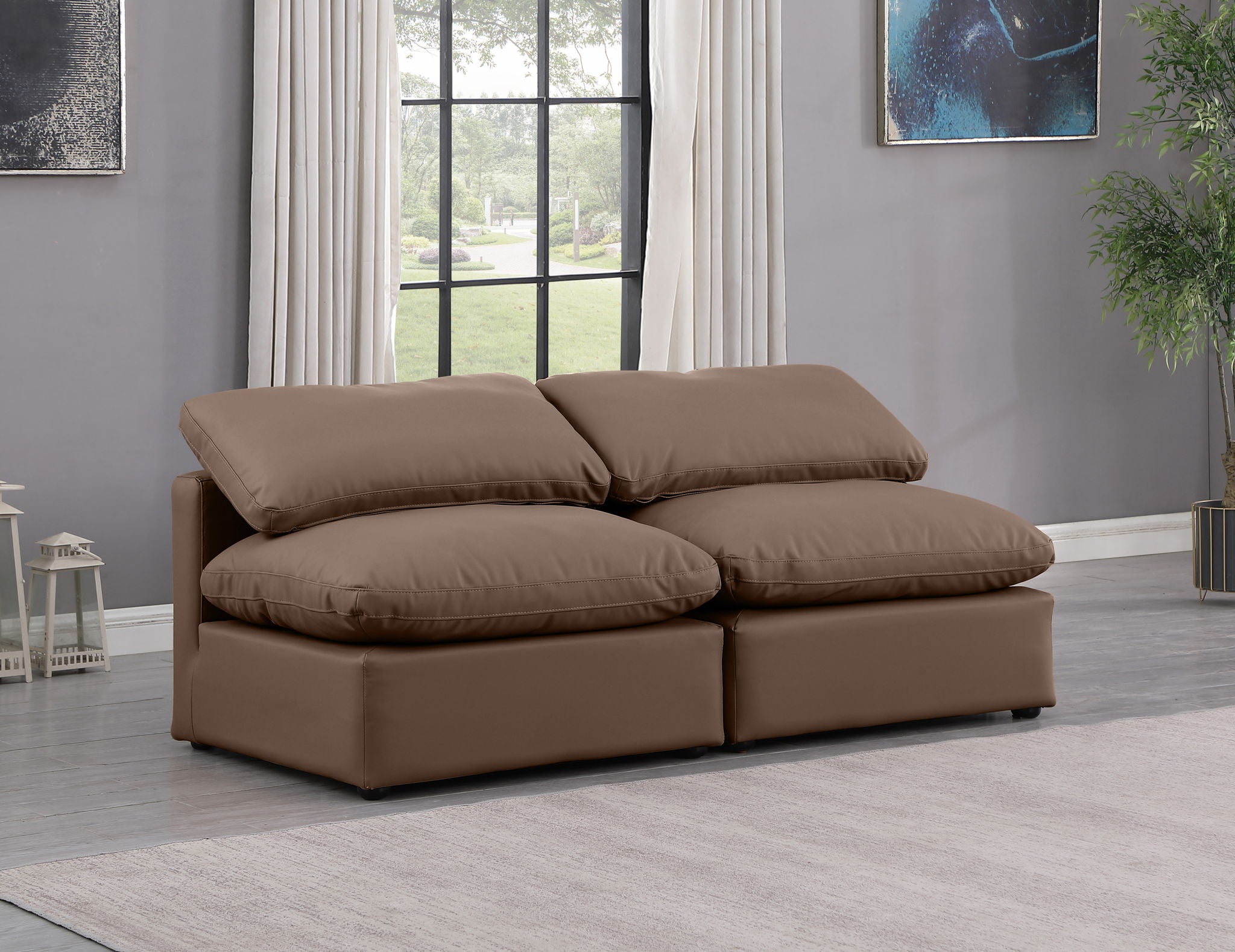 Indulge - Faux Leather 2 Seat Modular Armless Sofa