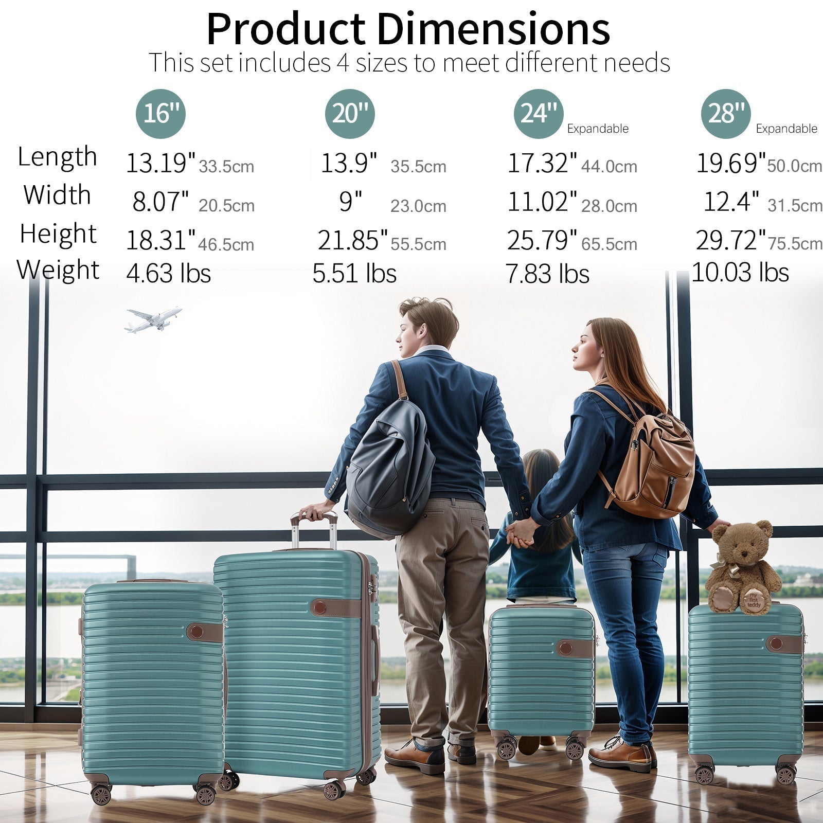 Expandable 4-Piece Spinner Luggage Set With TSA Lock and Nested Storage