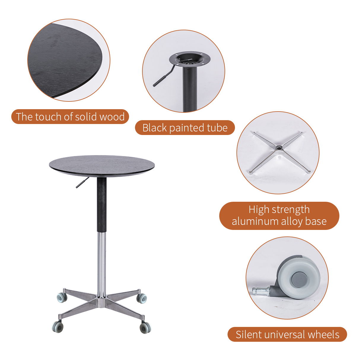 Movable, Adjustable 360 Swivel, Counter Bar Height Table