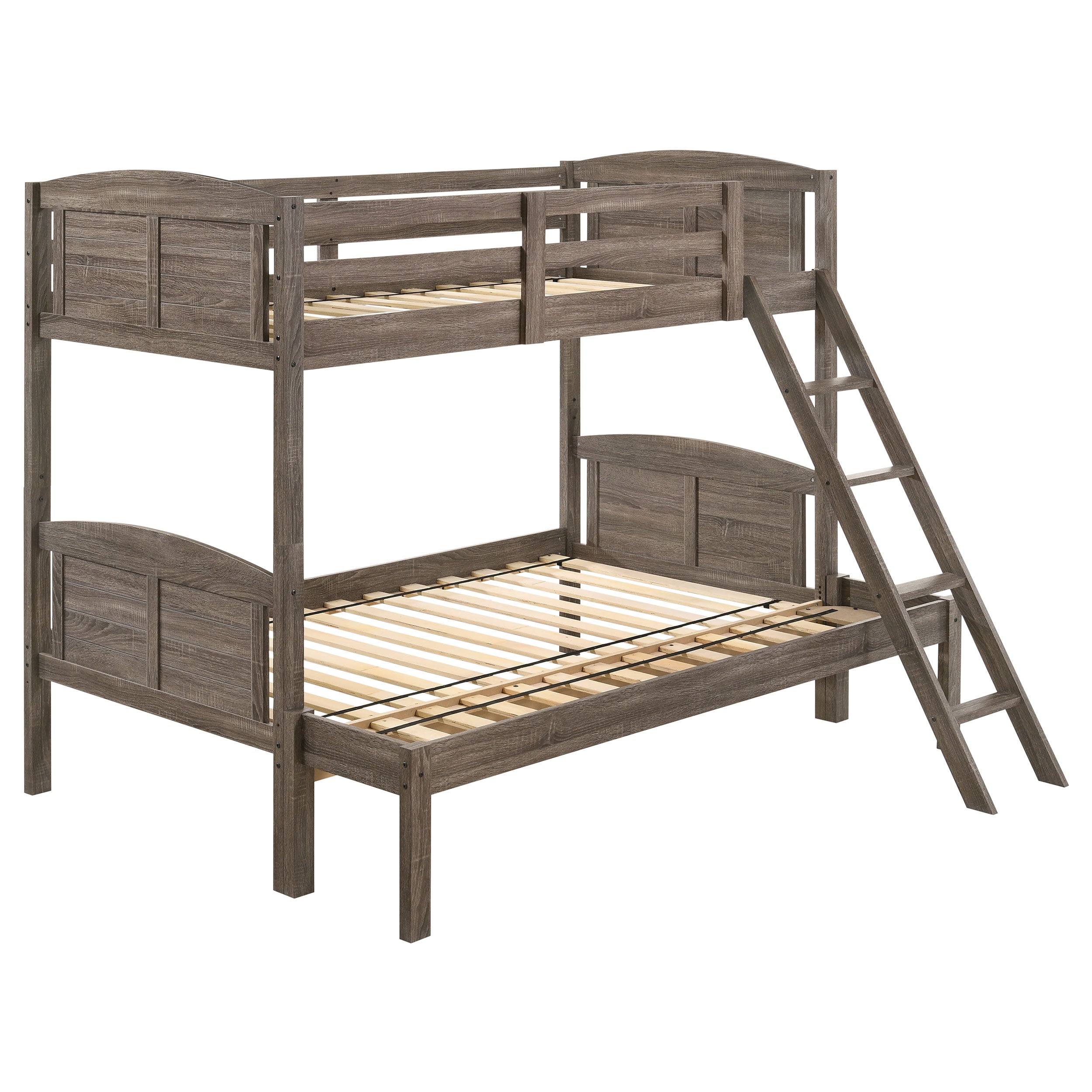 Flynn Wood Twin Over Full Bunk Bed Weathered Brown-CoasterEveryday