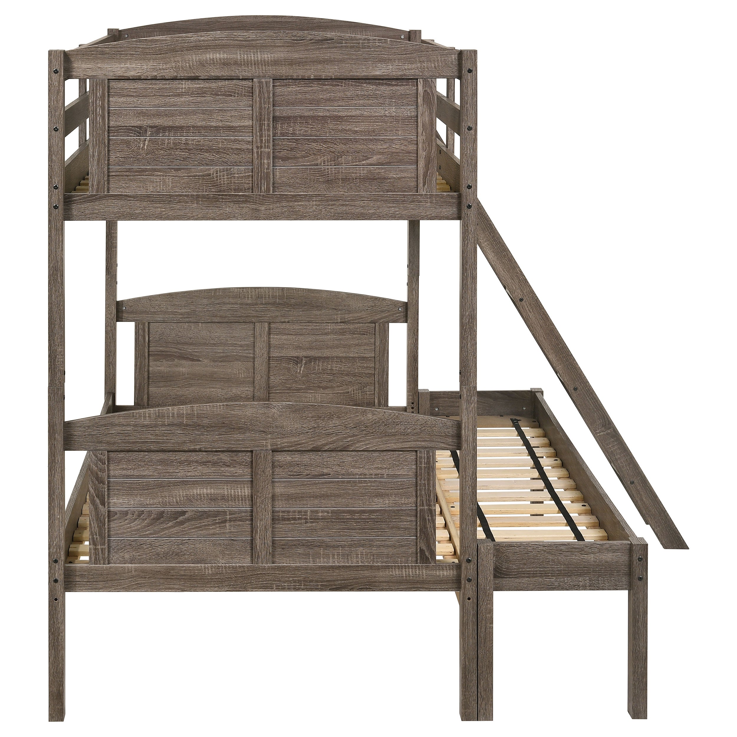 Flynn Wood Twin Over Full Bunk Bed Weathered Brown-CoasterEveryday