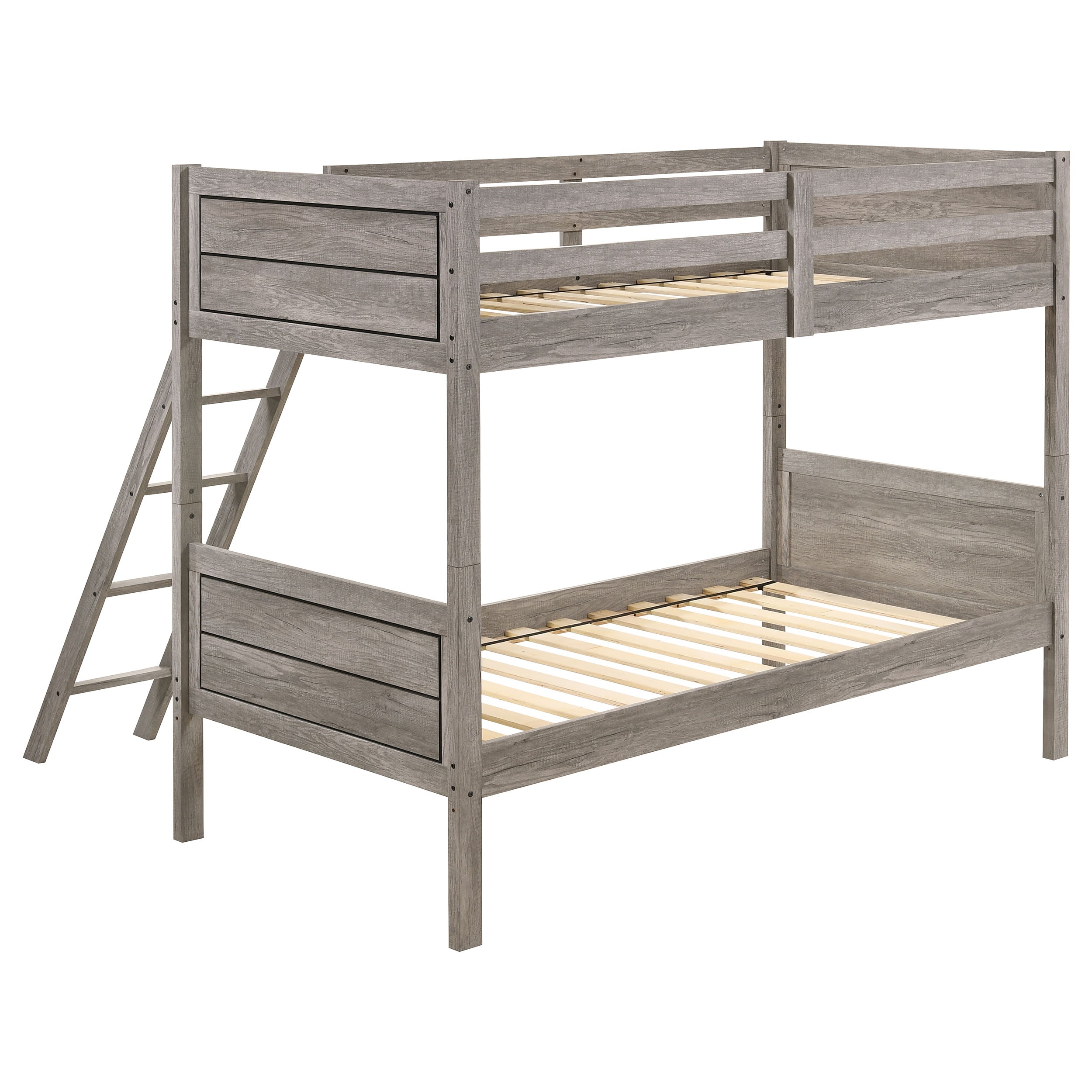Ryder Wood Twin Over Twin Bunk Bed Weathered Taupe-CoasterEveryday