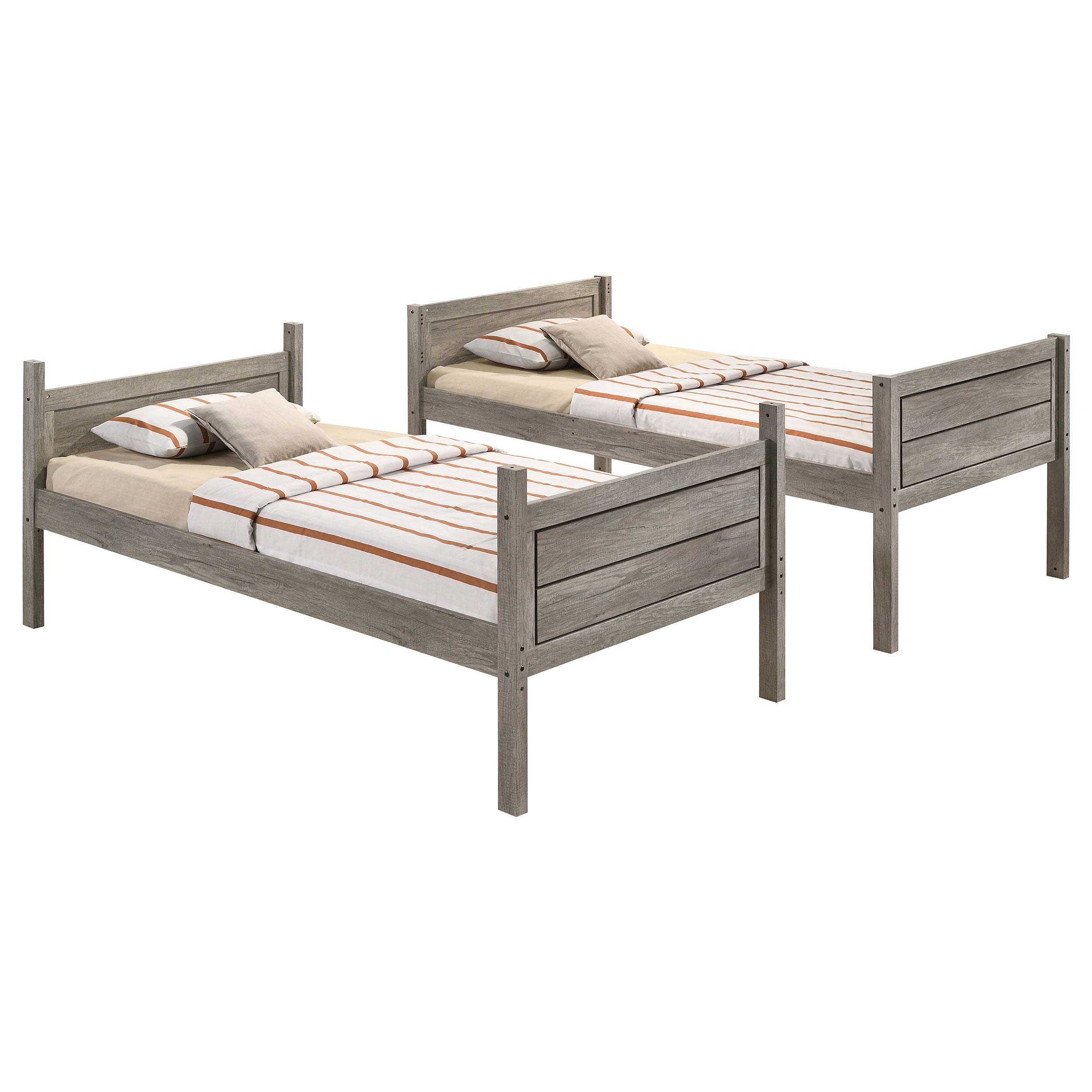 Ryder Wood Twin Over Twin Bunk Bed Weathered Taupe-CoasterEveryday