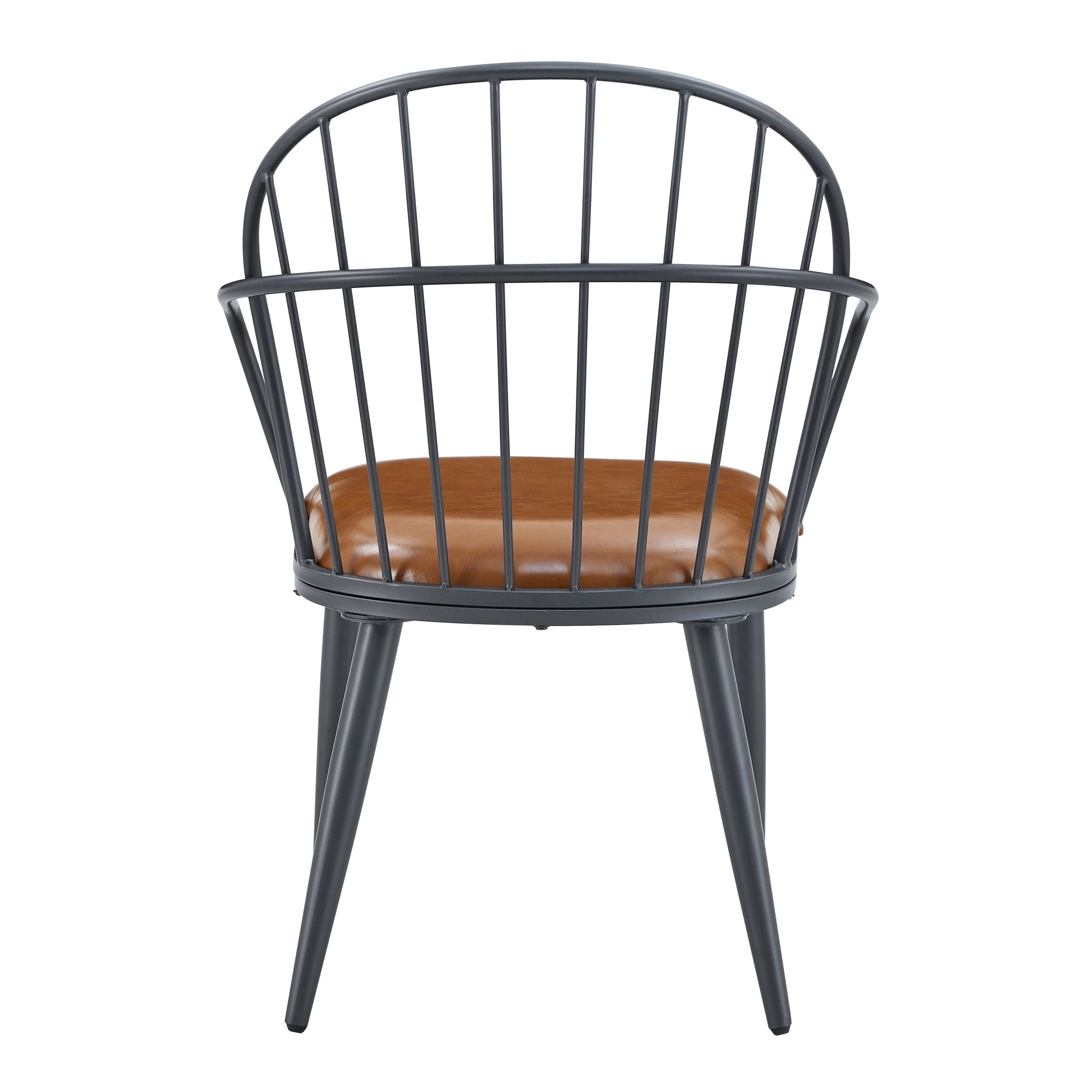 Industrial Inspired Upholstered Dining Chair Set With Metal Legs (Set of 2) - Brown