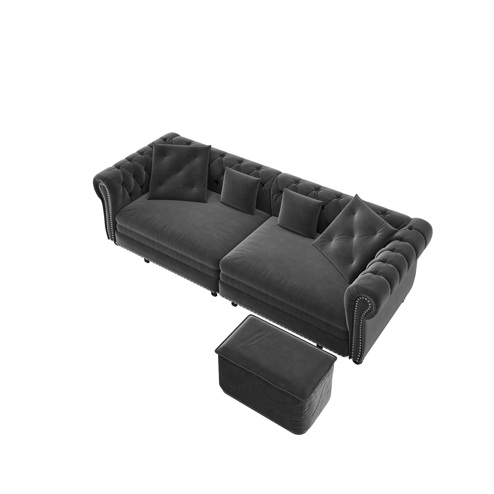 3 In 1 Pull Out Sofa Bed, Convertible Sleeper Sofa Bed, 3 Seater Sofa With Movable Ottoman - Gray