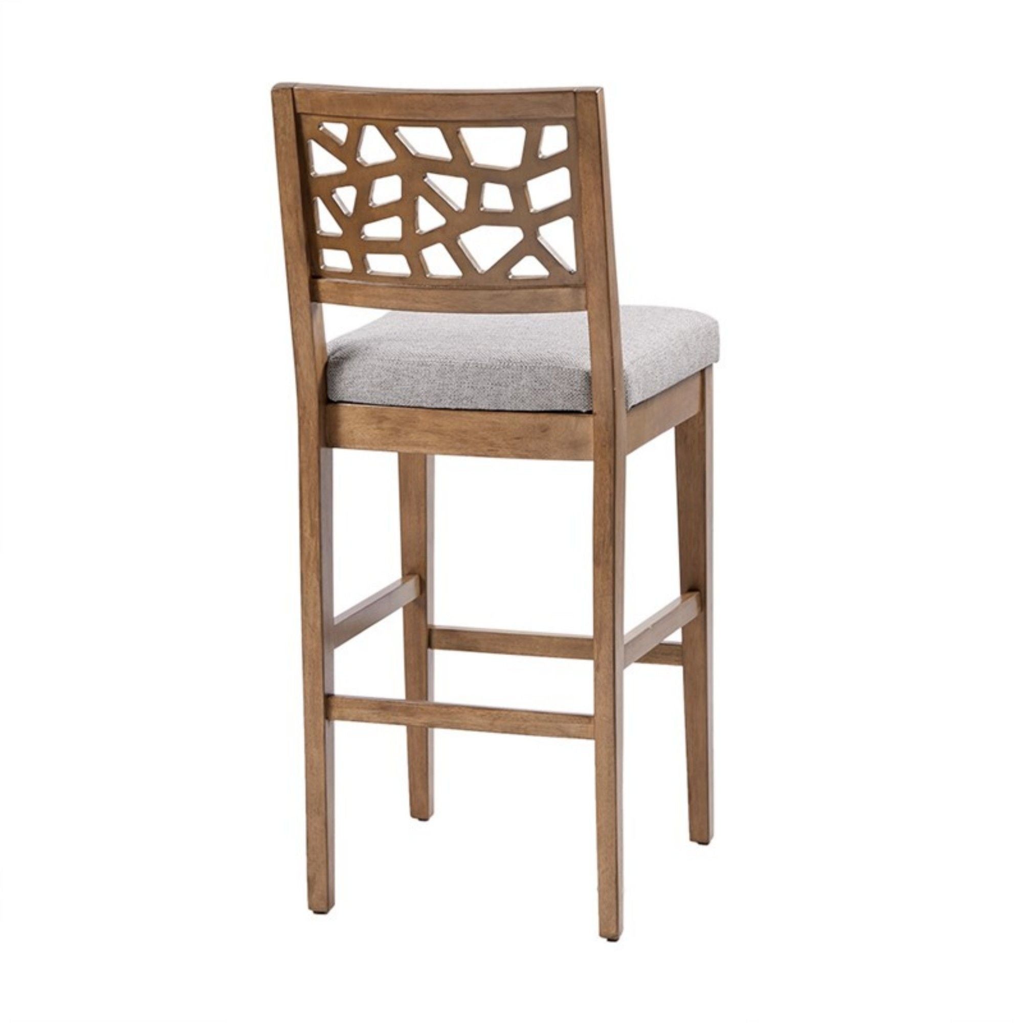Carmel - Upholstered Barstool With Cracked Ice Pattern - Light Gray