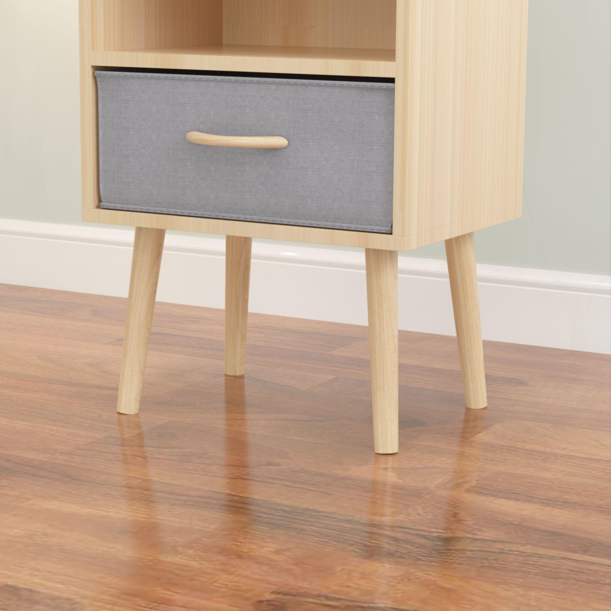 Nightstand With Collapsible Drawer, 2 Tier Storage End Table For Bedroom