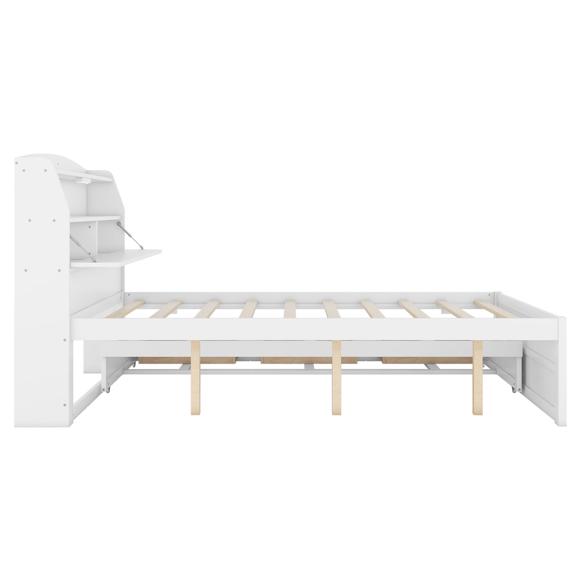 LED Platform Bed With Trundle With Storage Headboard With Drawers