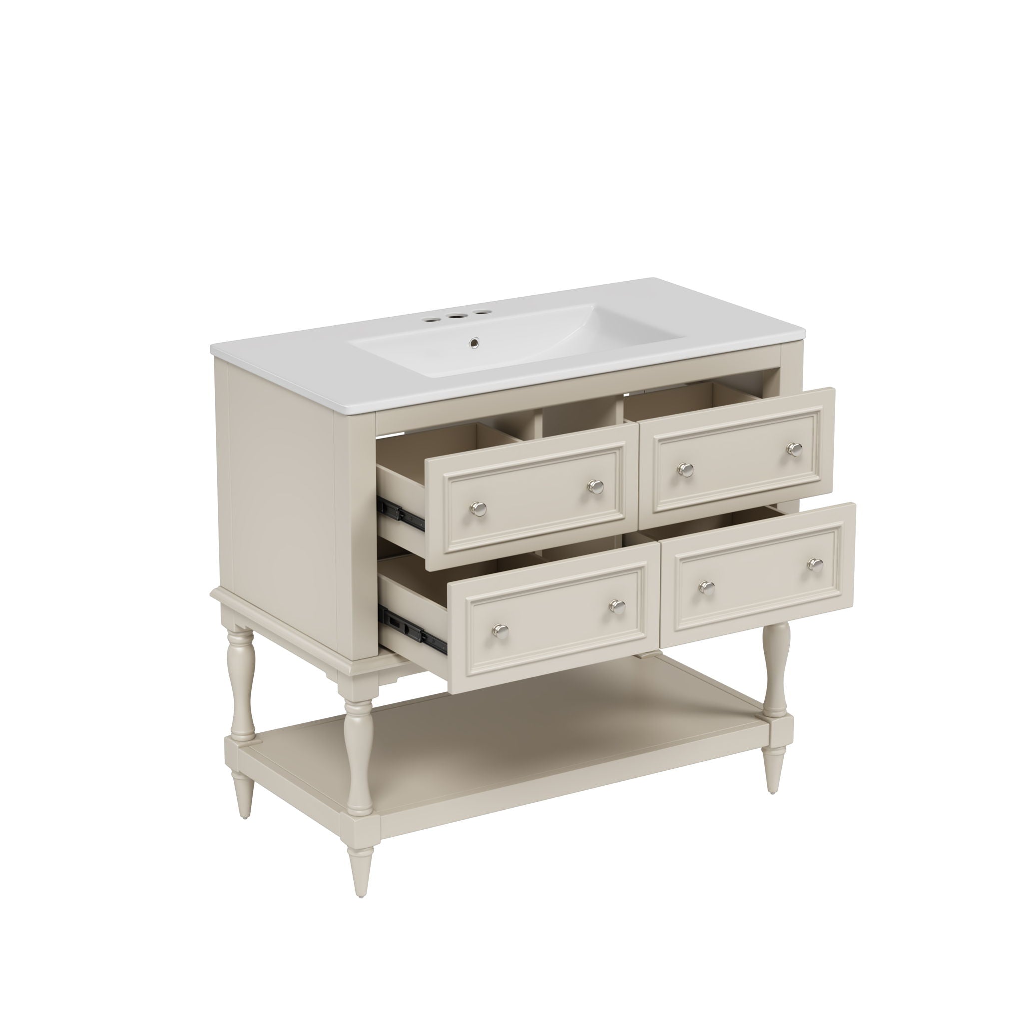 Bathroom Vanity Cabinet With Undermount Sink, 4 Drawer Set
