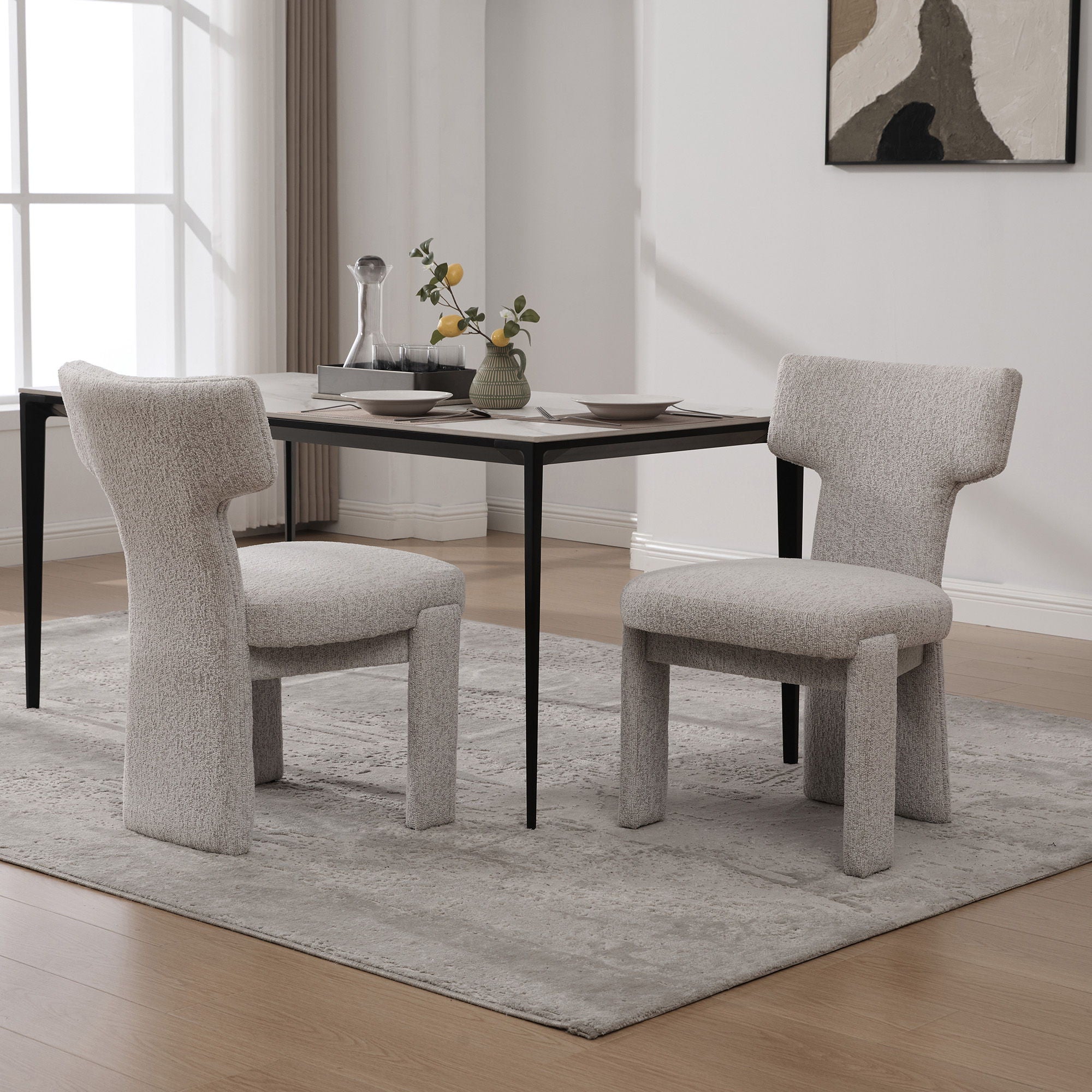 Armless Curved Back Accent Chairs (Set of 2)
