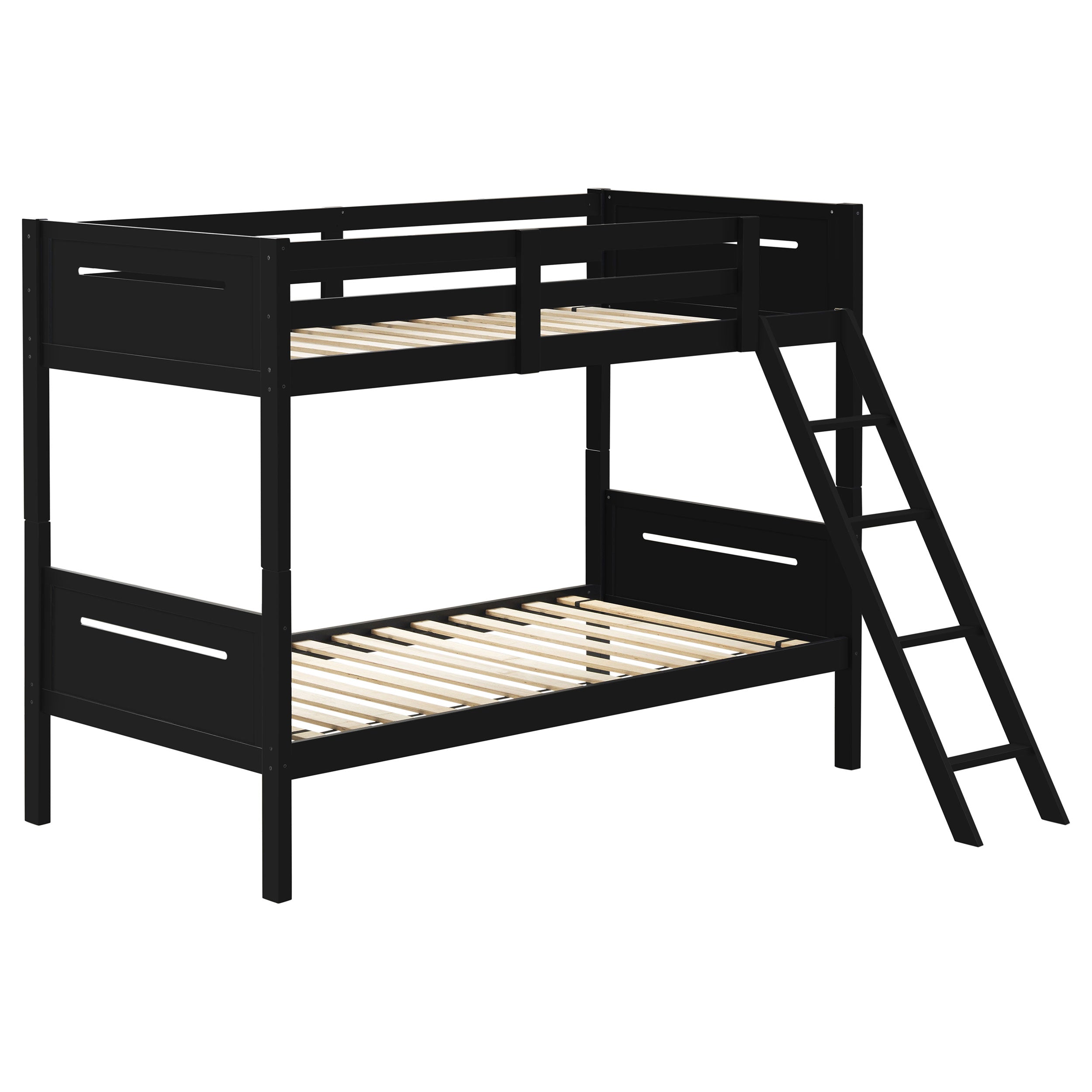 Littleton Wood Twin Over Twin Bunk Bed Black-CoasterEveryday