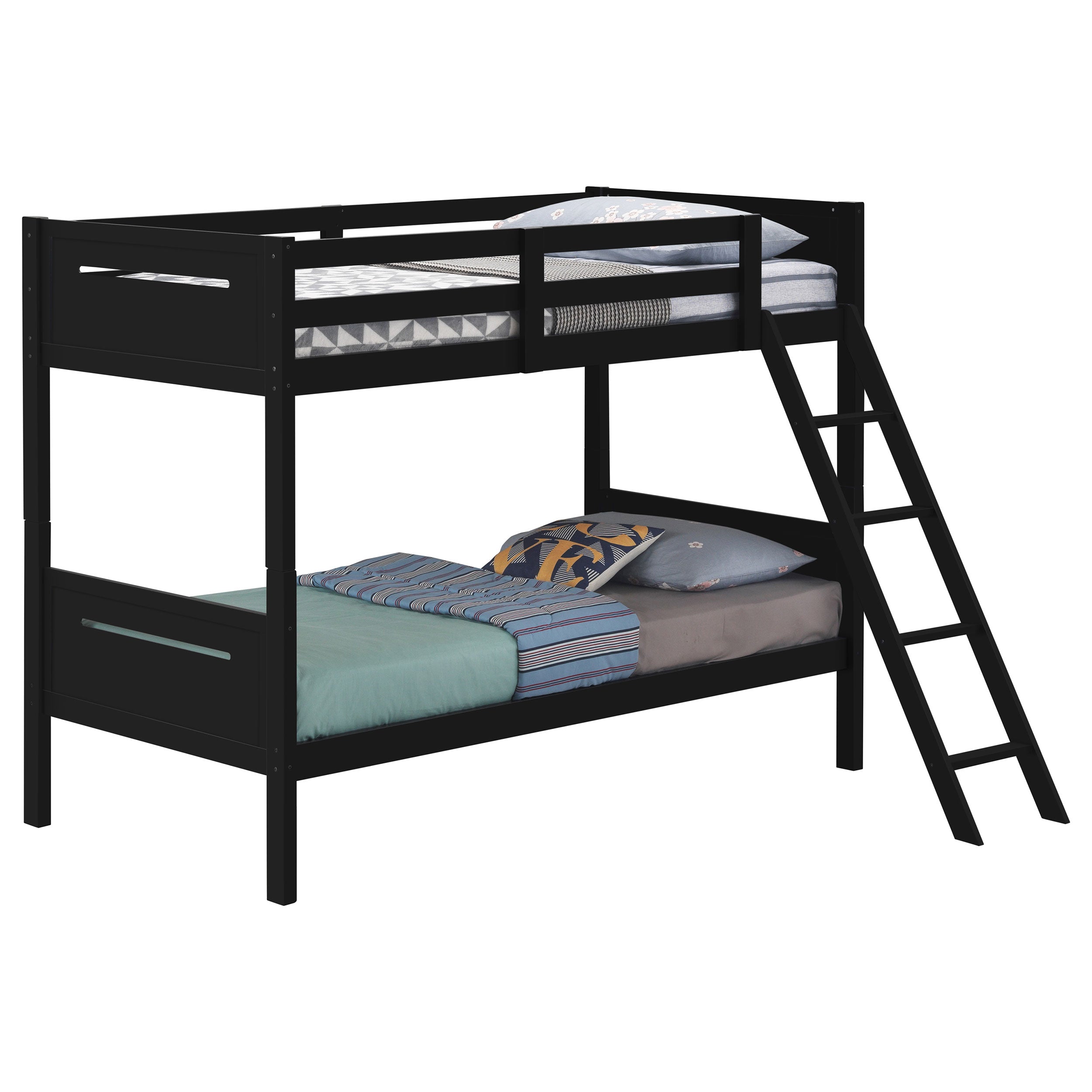 Littleton Wood Twin Over Twin Bunk Bed Black-CoasterEveryday