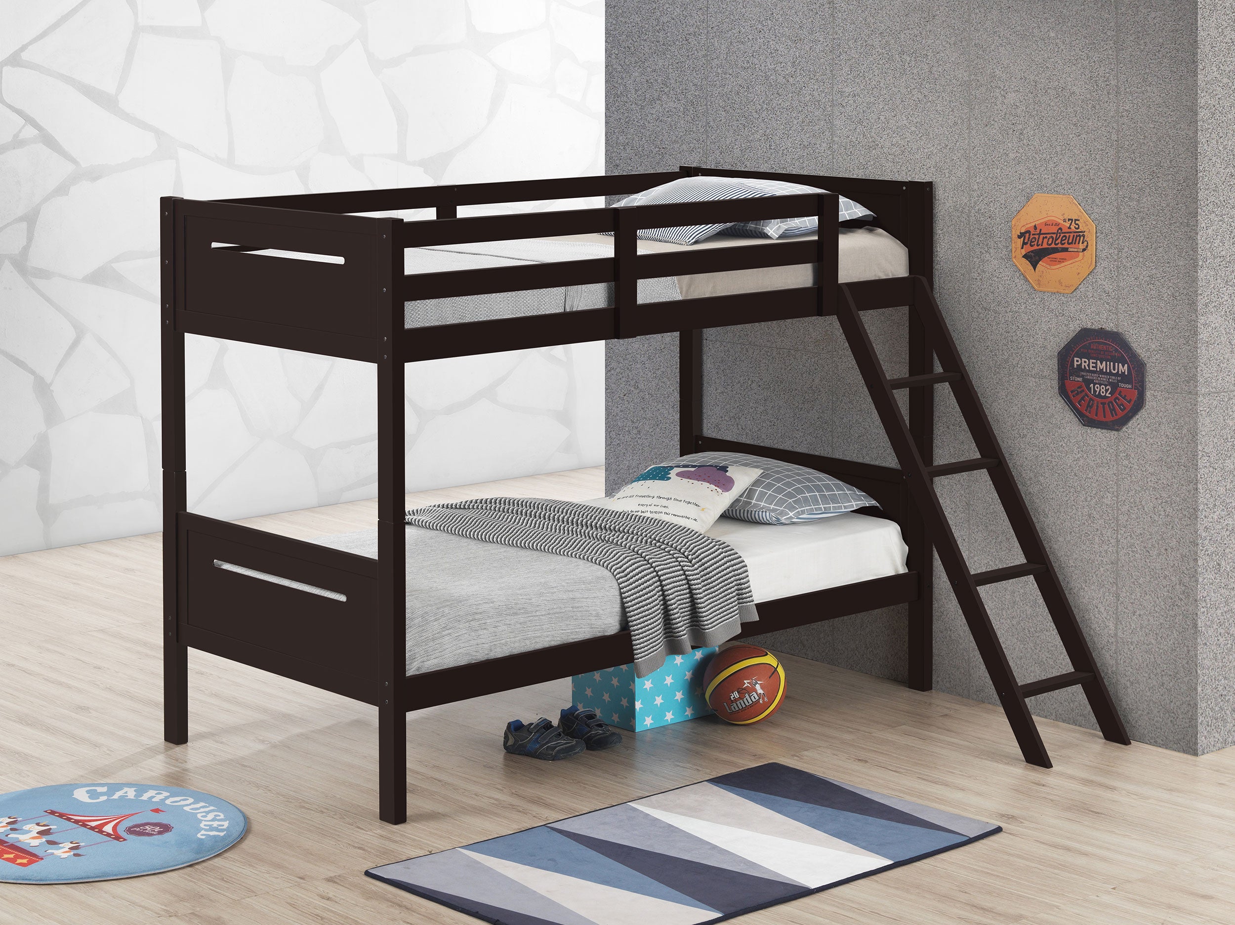 Littleton Wood Twin Over Twin Bunk Bed Espresso-CoasterEveryday