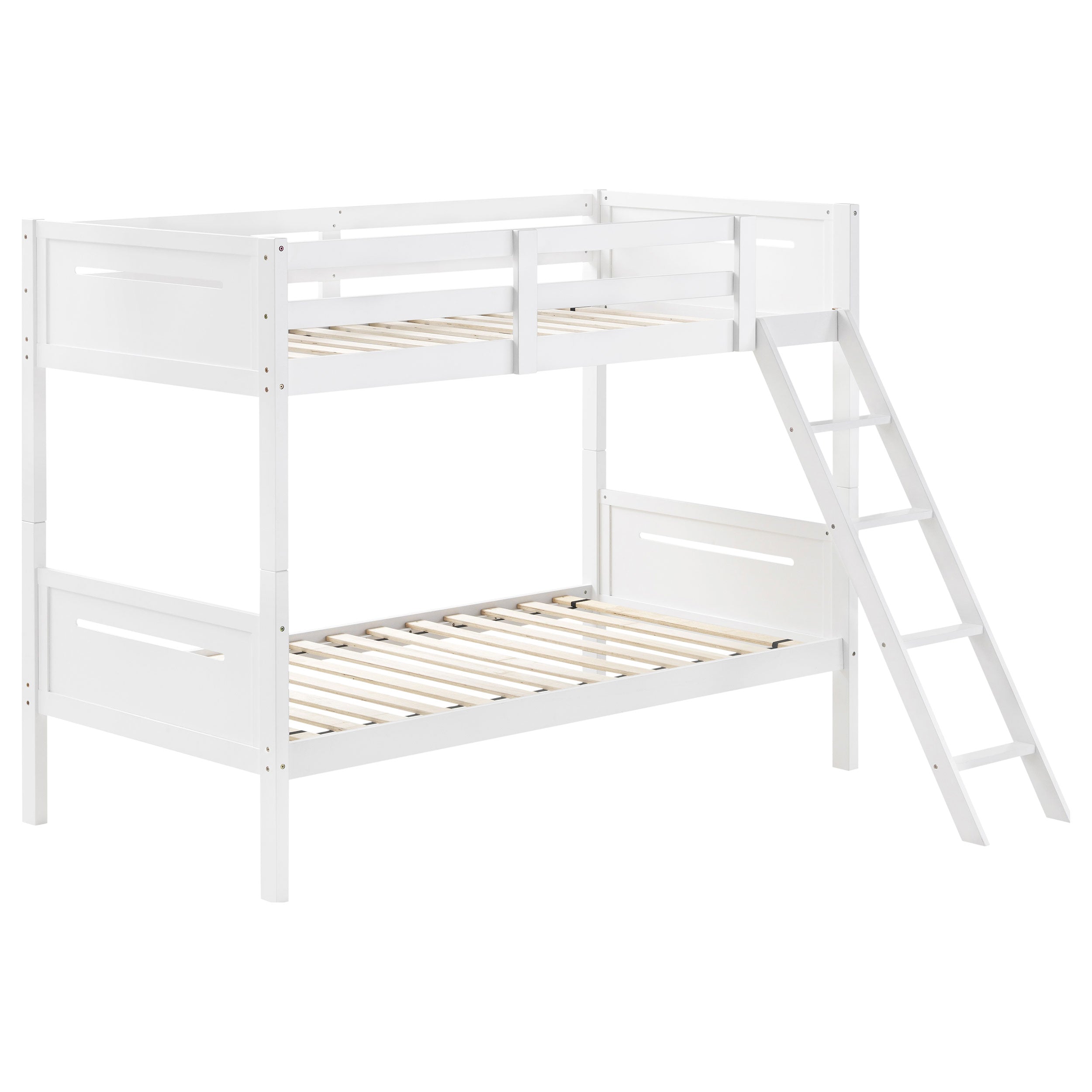 Littleton Wood Twin Over Twin Bunk Bed White-CoasterEveryday