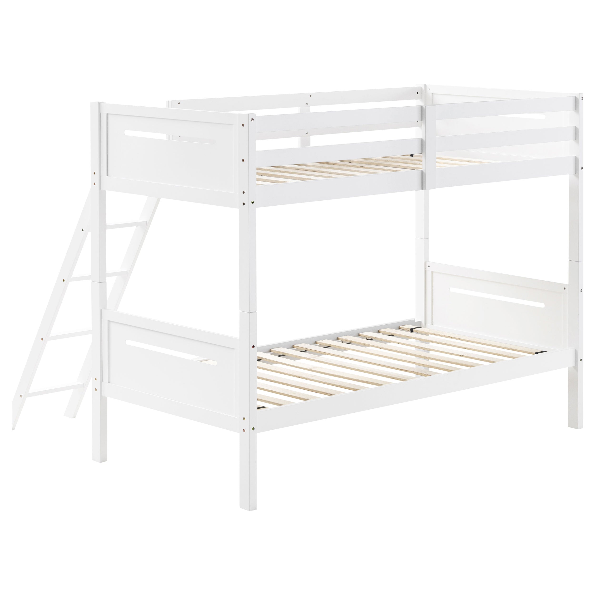 Littleton Wood Twin Over Twin Bunk Bed White-CoasterEveryday