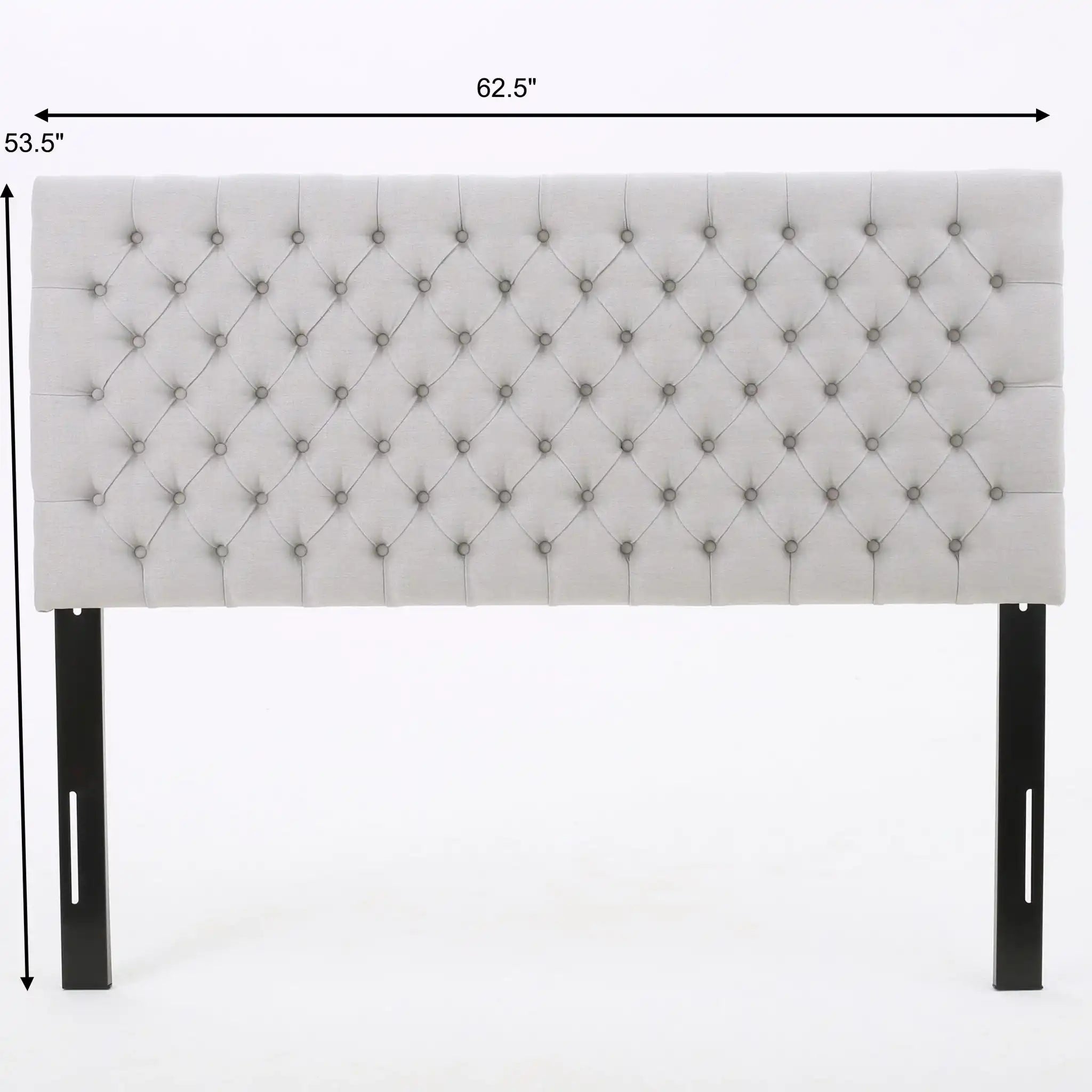 Queen Size Headboard With Button Tufting - Light Gray