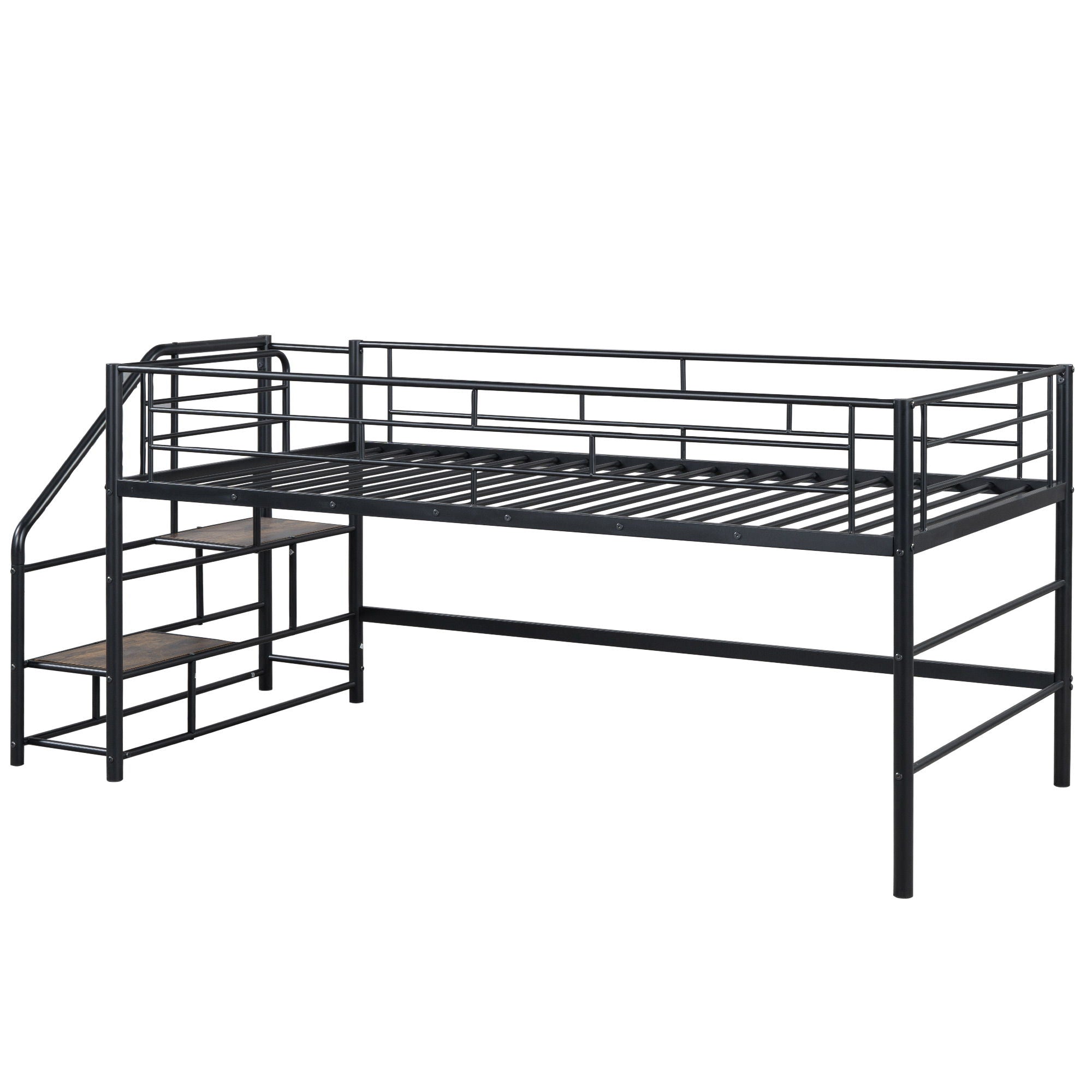 Loft Bed With Storage Stairs And Metal Frame