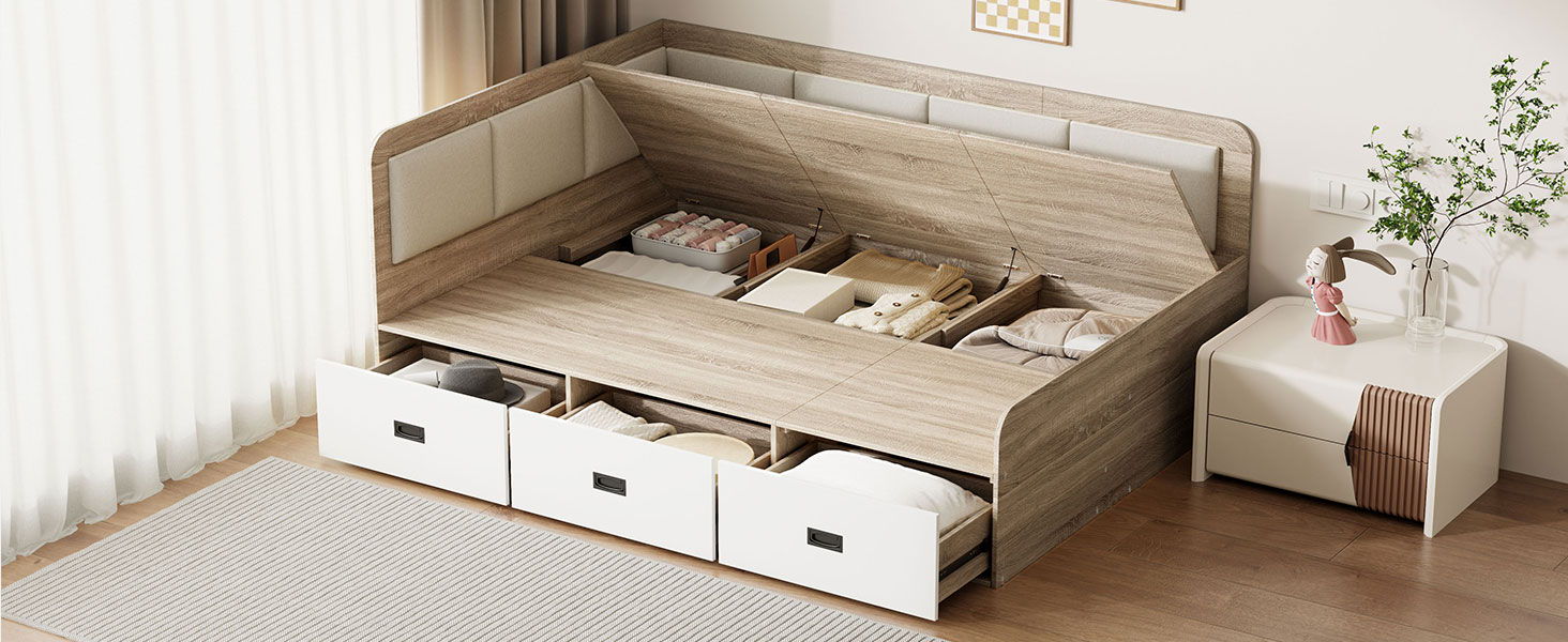 Daybed With 3 Drawers And 3 Storage Compartments