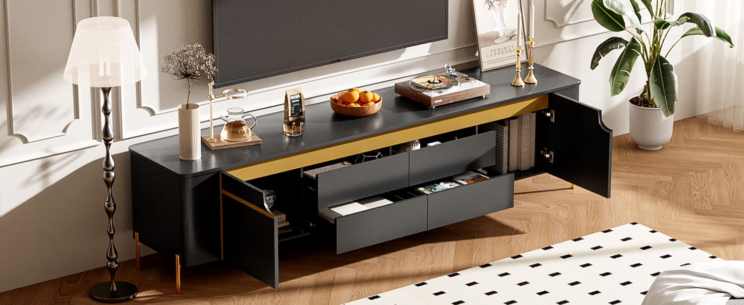 TV Stand For TVs Up To 80" With 4 Drawers And 2 Spacious Cabinets