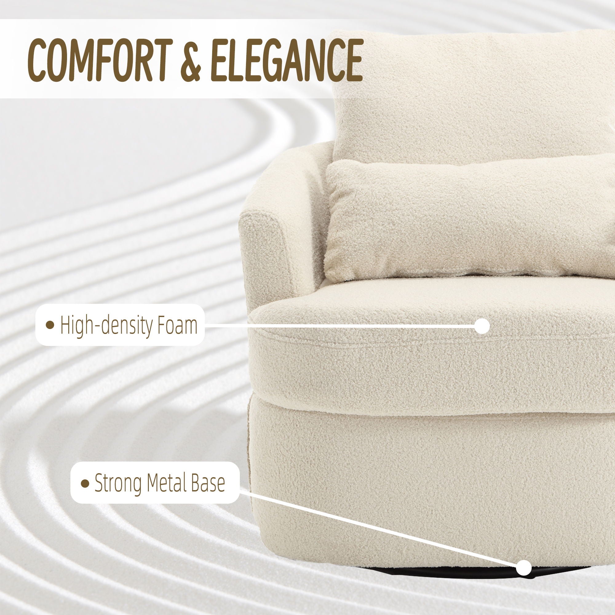 Modern Barrel Comfy Round Accent Sofa Chair, 360 Degree Swivel