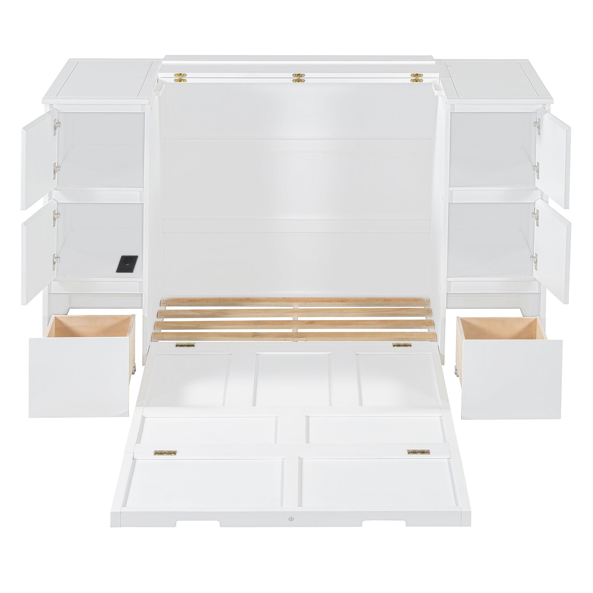 Murphy Bed With Drawers, Cabinets, And USB Ports