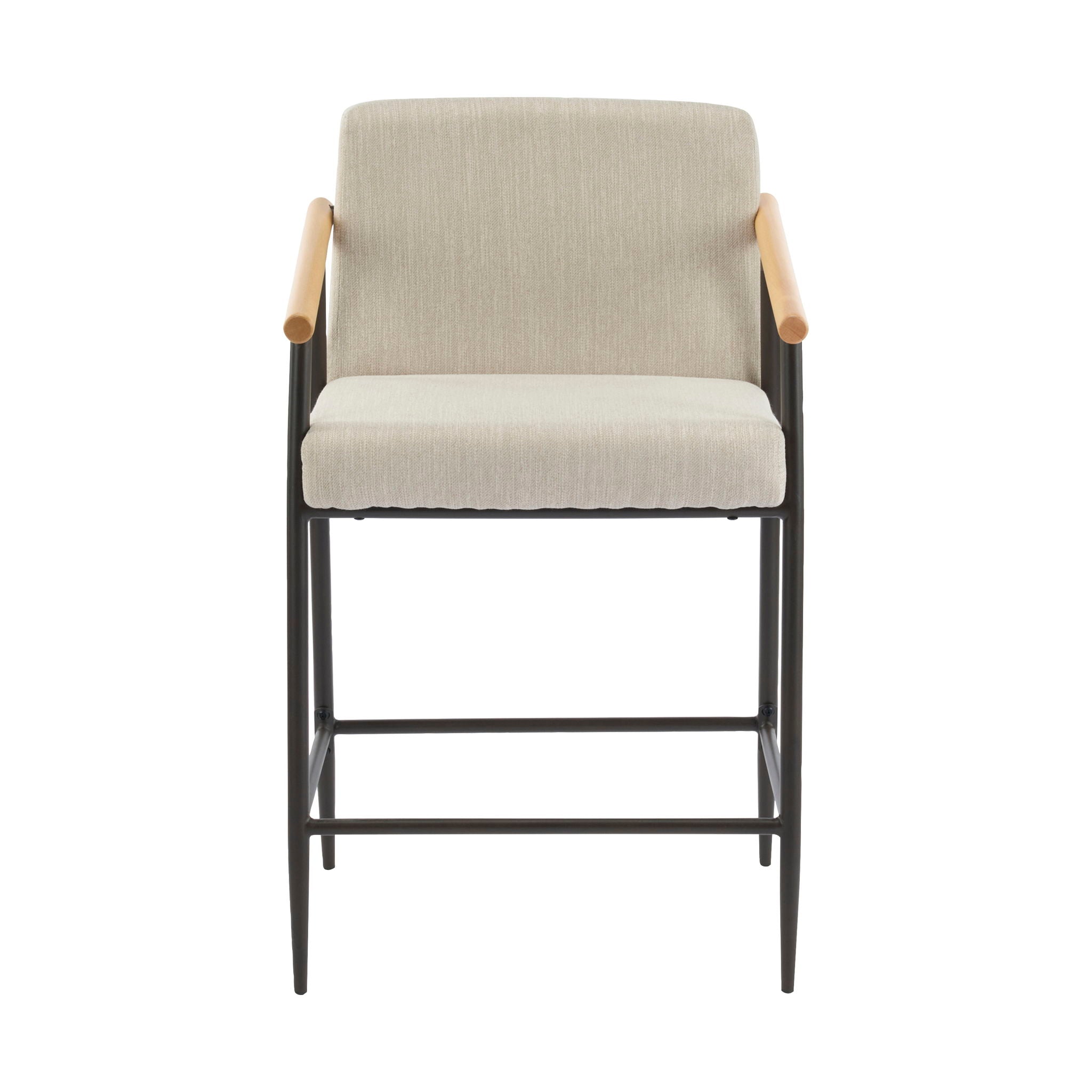 Mid Century Modern Counter Stool Set With Iron Frame