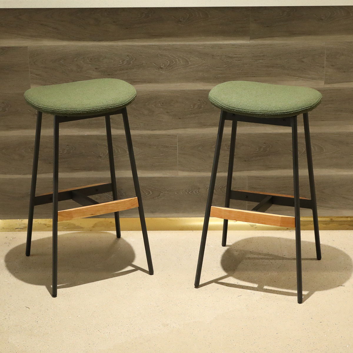 Modern Bar Stools Comfortable & Stylish, Soft Fabric Upholstered, Backless (Set of 2)