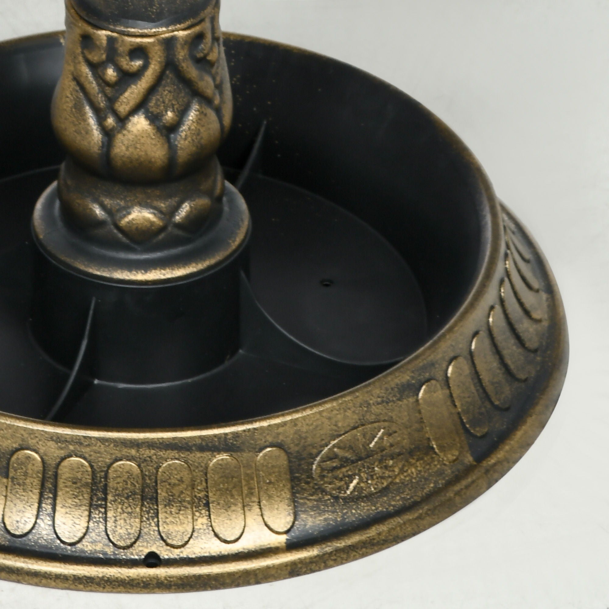 Outsunny - Antique Bird Bath With Pedestal Flower Planter Base, Vintage Style Decorative Birdbath, Bird Feeder Bowl & Planter Decoration Yard Statue - Bronze