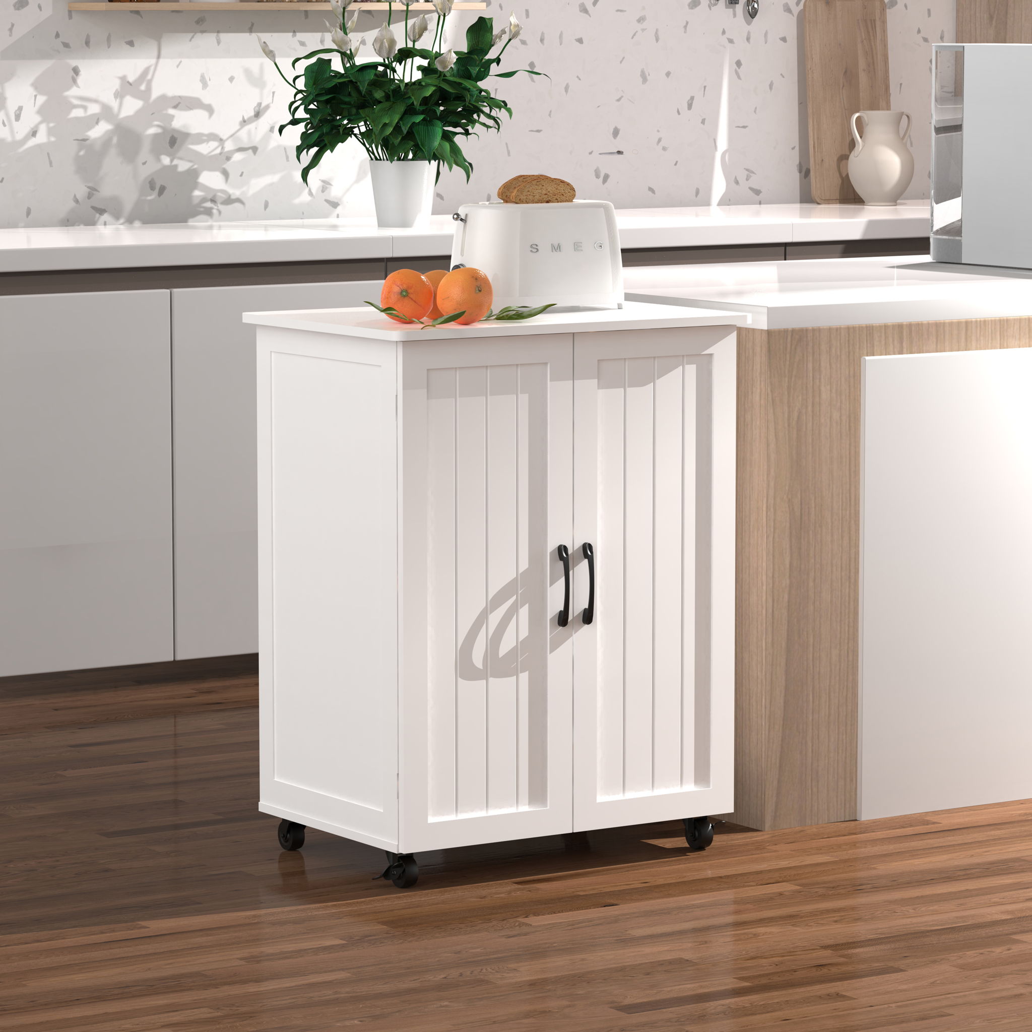 Sturdy Storage Cabinet With Large Capacity For Living Room, Bedroom, Kitchen - White