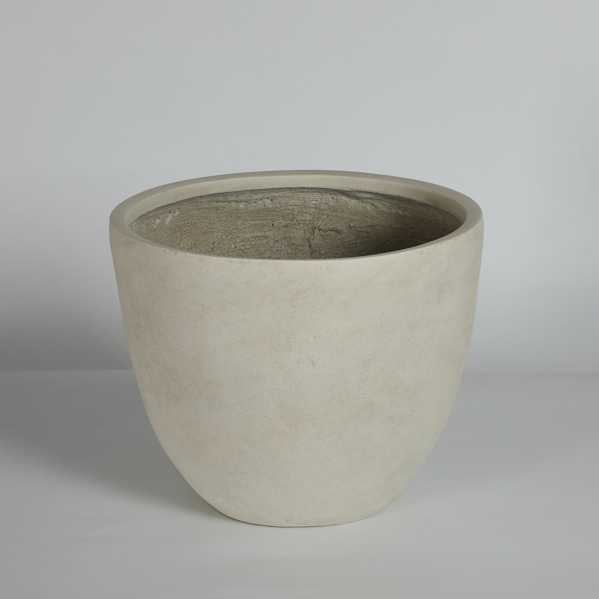 Round Concrete Planter Set of 2, Large Outdoor Indoor Handmade Rustic Decorative Planter Pots with Drainage Holes