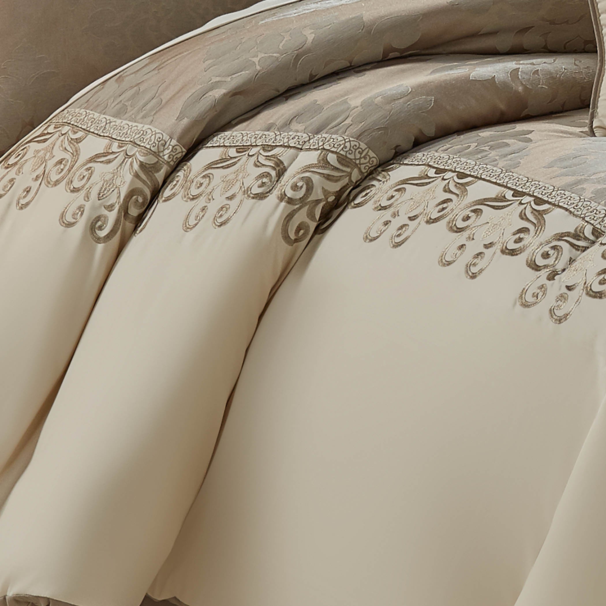 Hillcrest 9-Pc Ivory Damask Jacquard Comforter Ensemble