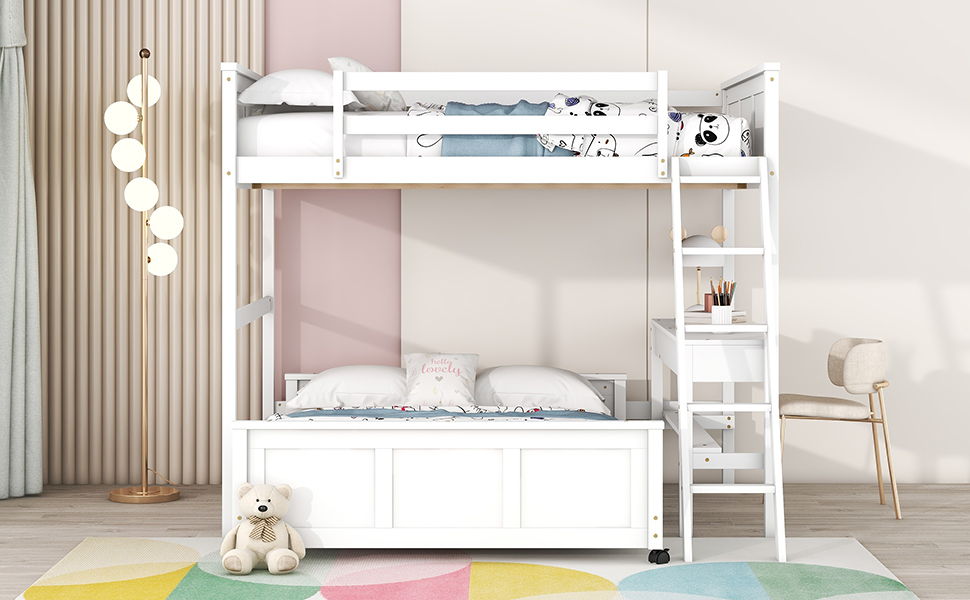 Full Over Full Bunk Bed With Desk