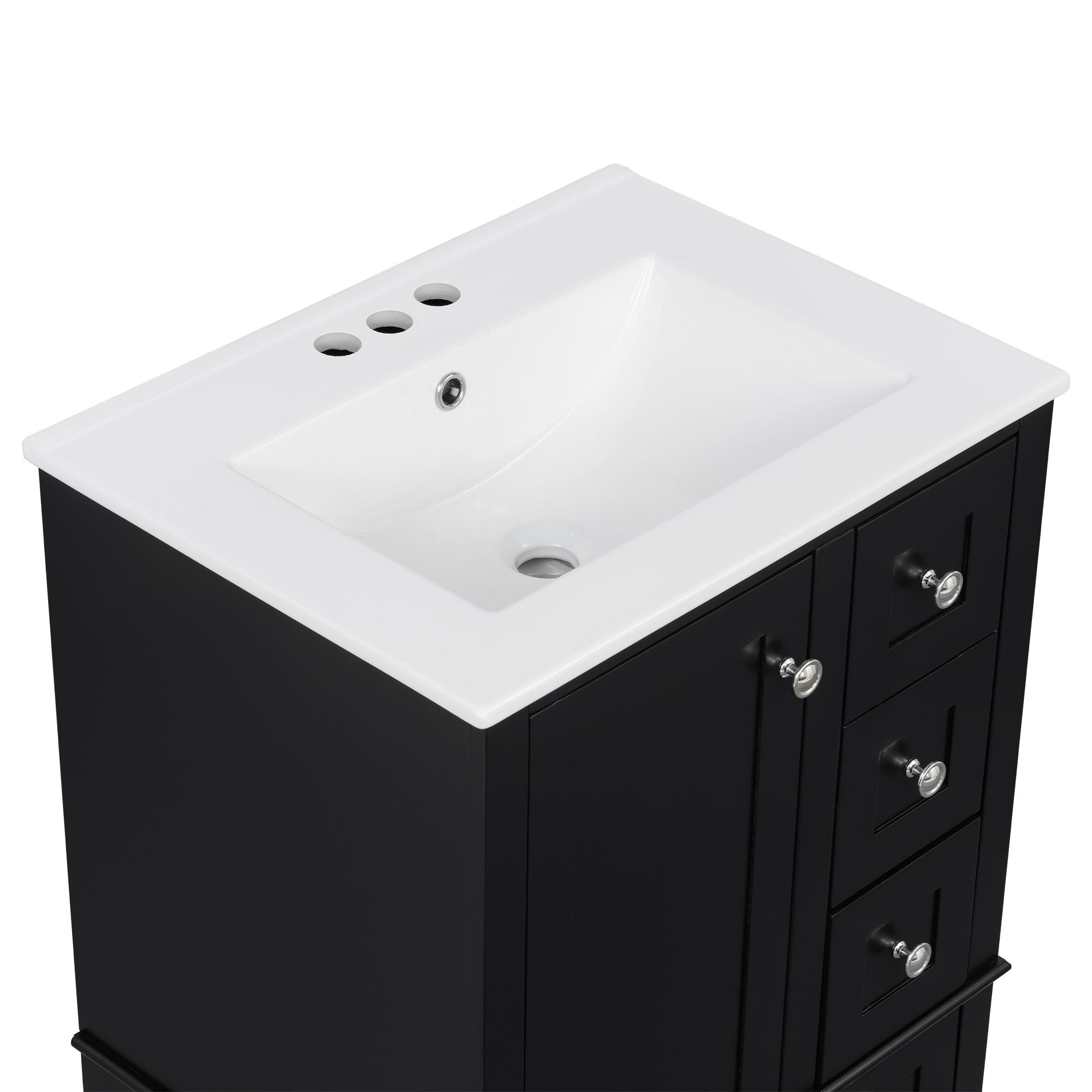 Bathroom Vanity With Integrated Basin, Soft Close Drawers, Door Mounted Double Layer Shelf