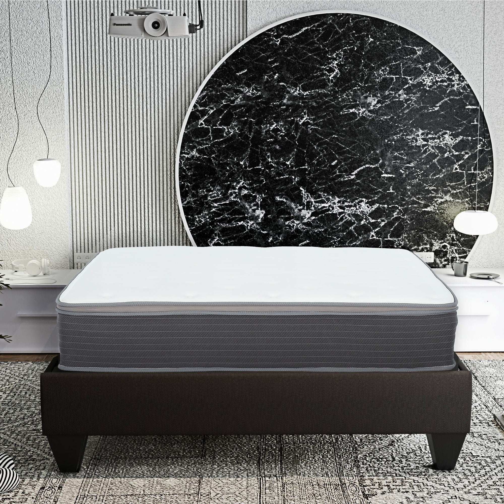 10" Full Size Hybrid Mattress In A Box, Gel Memory Foam Mattress Top With Pocket Coil Base - Gray / White