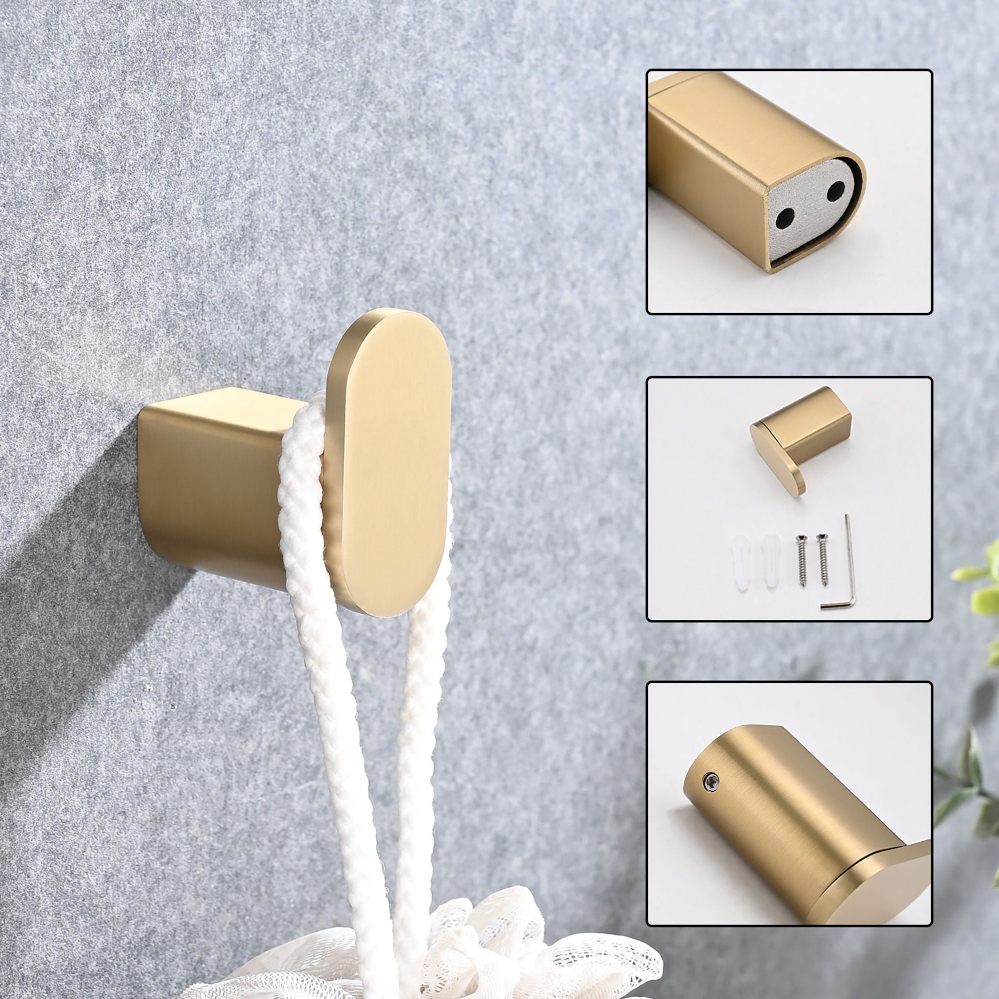 4 Pieces Bathroom Hardware Set Single Towel Bar, Towel Holder, Toilet Paper Holder, Stainless Steel - Brushed Gold