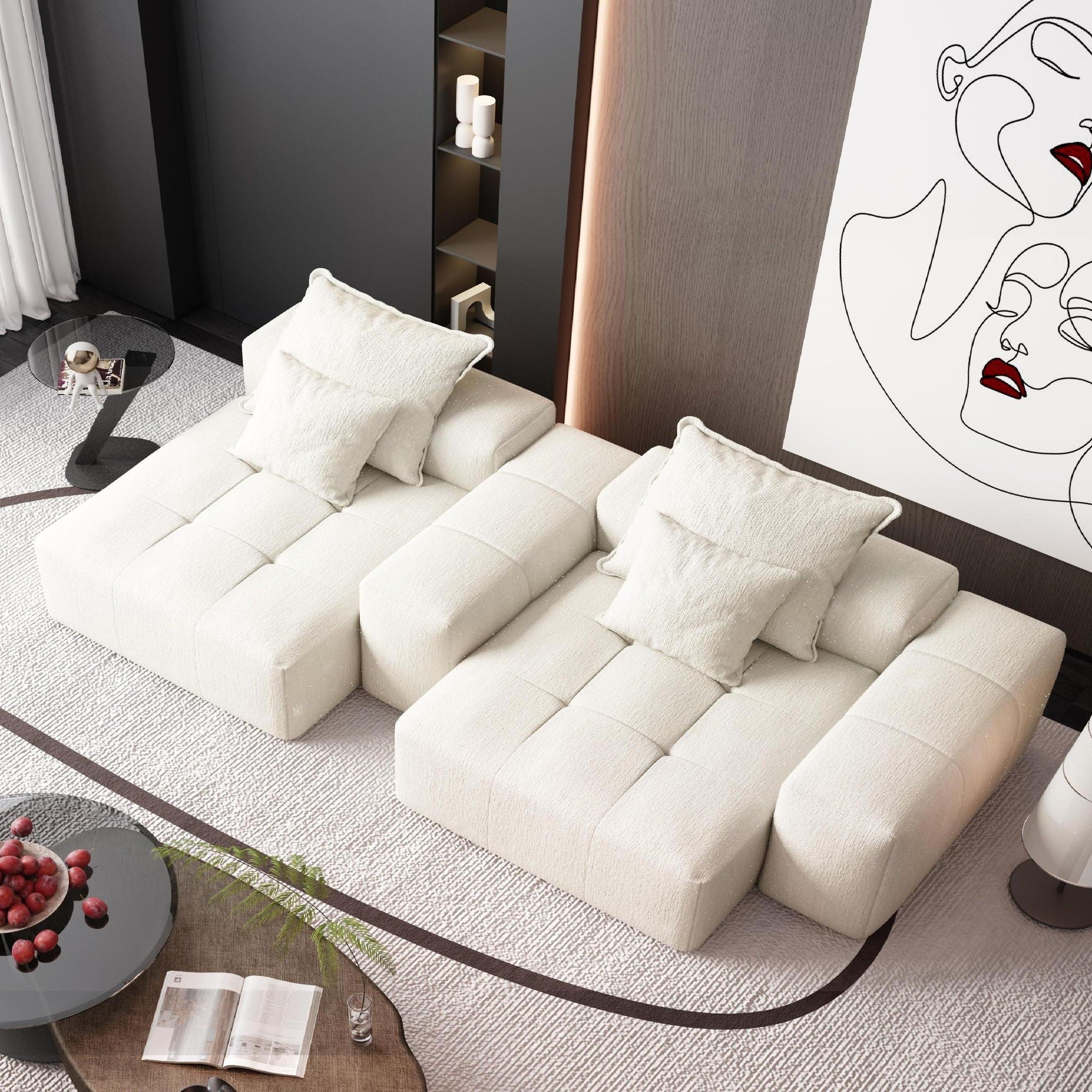 Modern Oversized Diy Combination Modular Sectional Sofa With Pillows