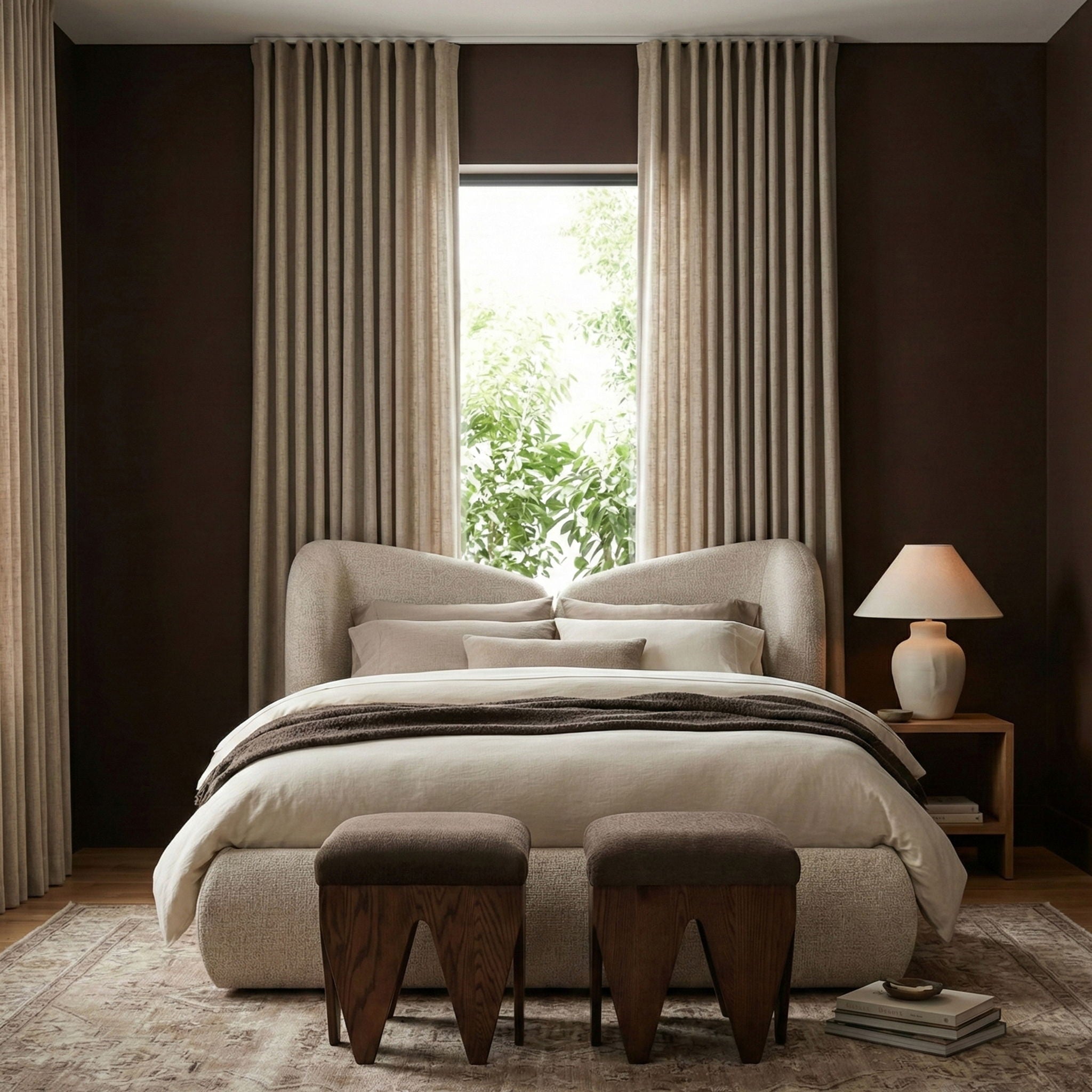 Altair - Fabric Bench - Dark Brown Base