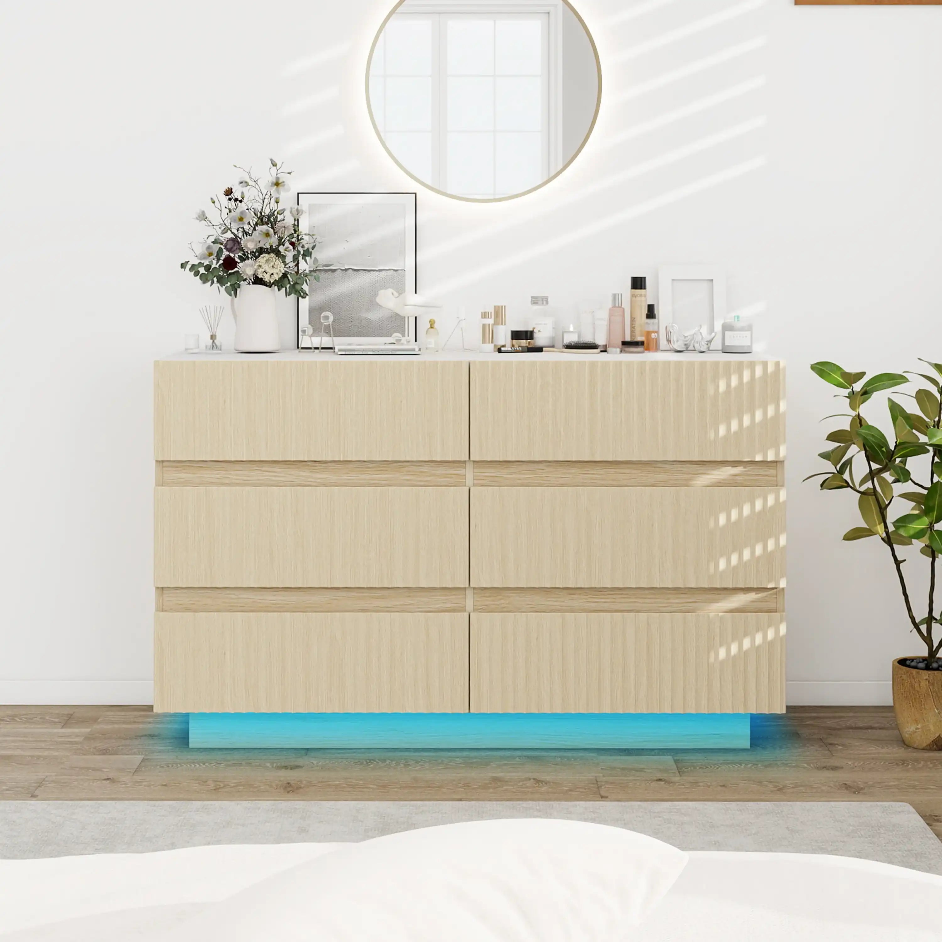 Evie Fluted 6 Drawers Dresser