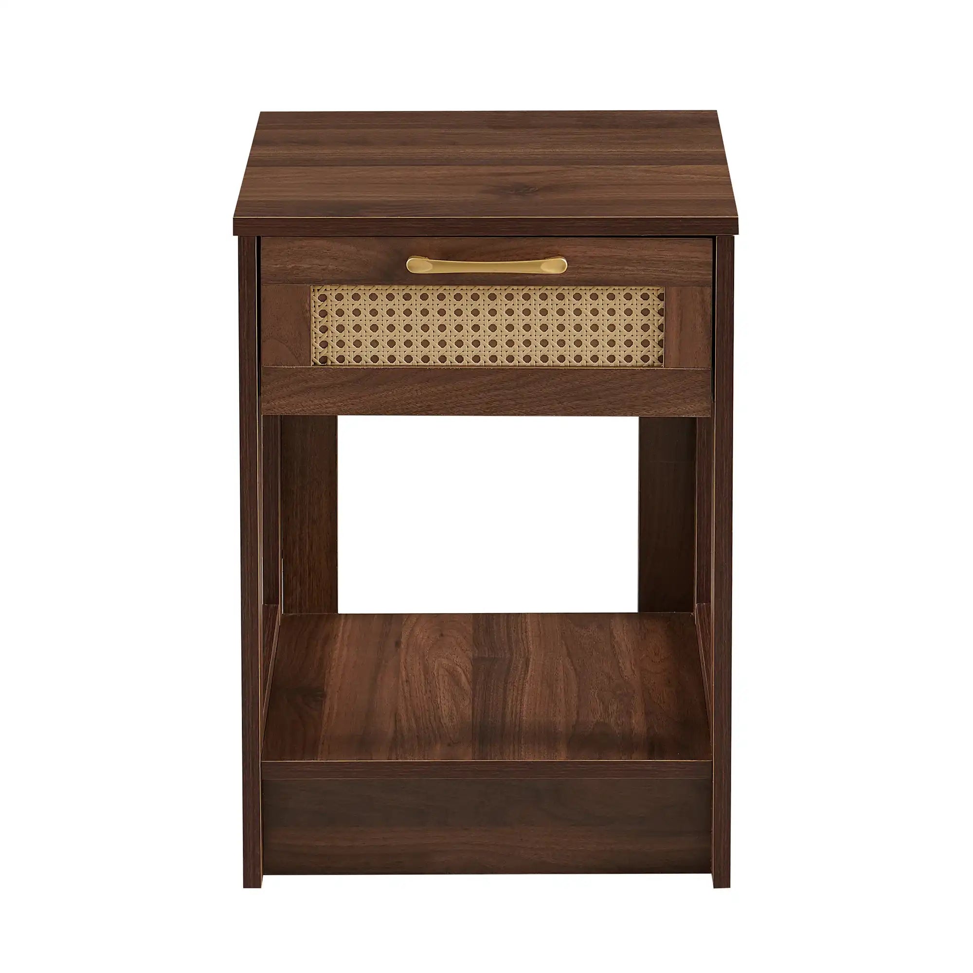 Modern Walnut Rattan Nightstand with Drawer - Best Buy Furniture