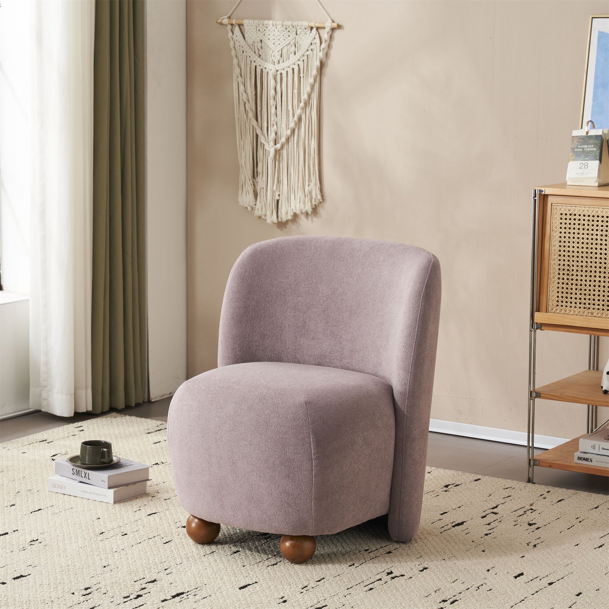Modern Low Back Accent Upholstered Armless Living Room Chairs, Round Feet