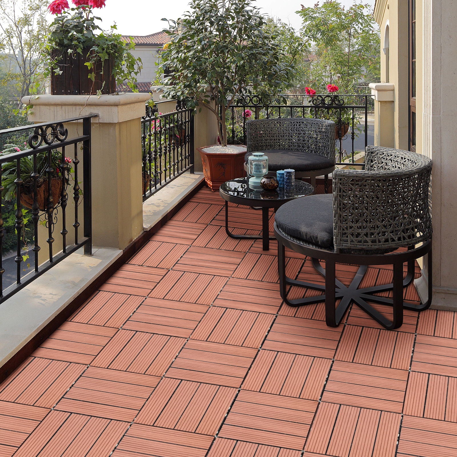 Wood Plastic Composite Deck Tiles, Sustainable Composite Decking Resist Rust, Water, Weather, Easy To Diy & Maintain