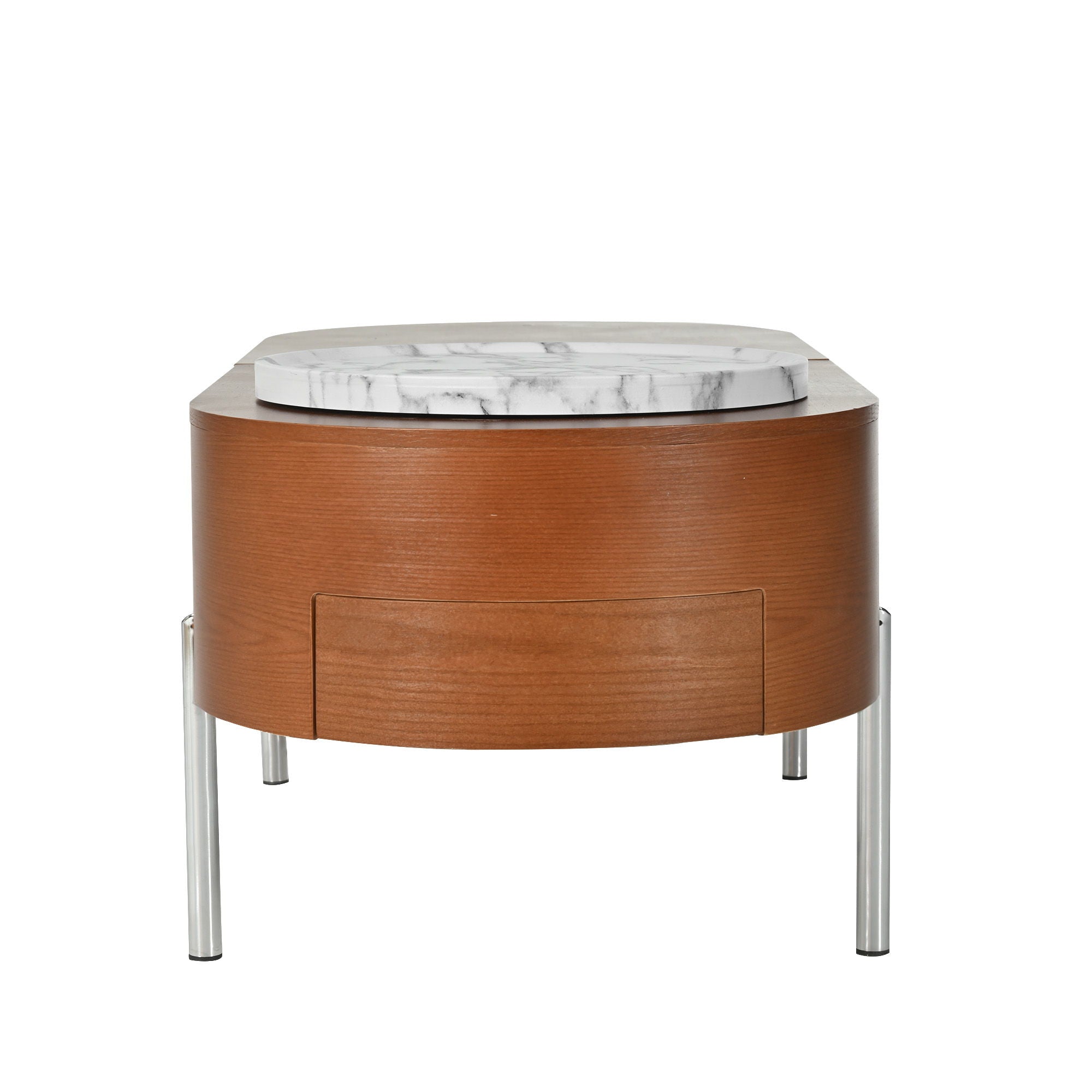 Lift Top Coffee Table With 360 Degree Marble Patterned Rotating Tray