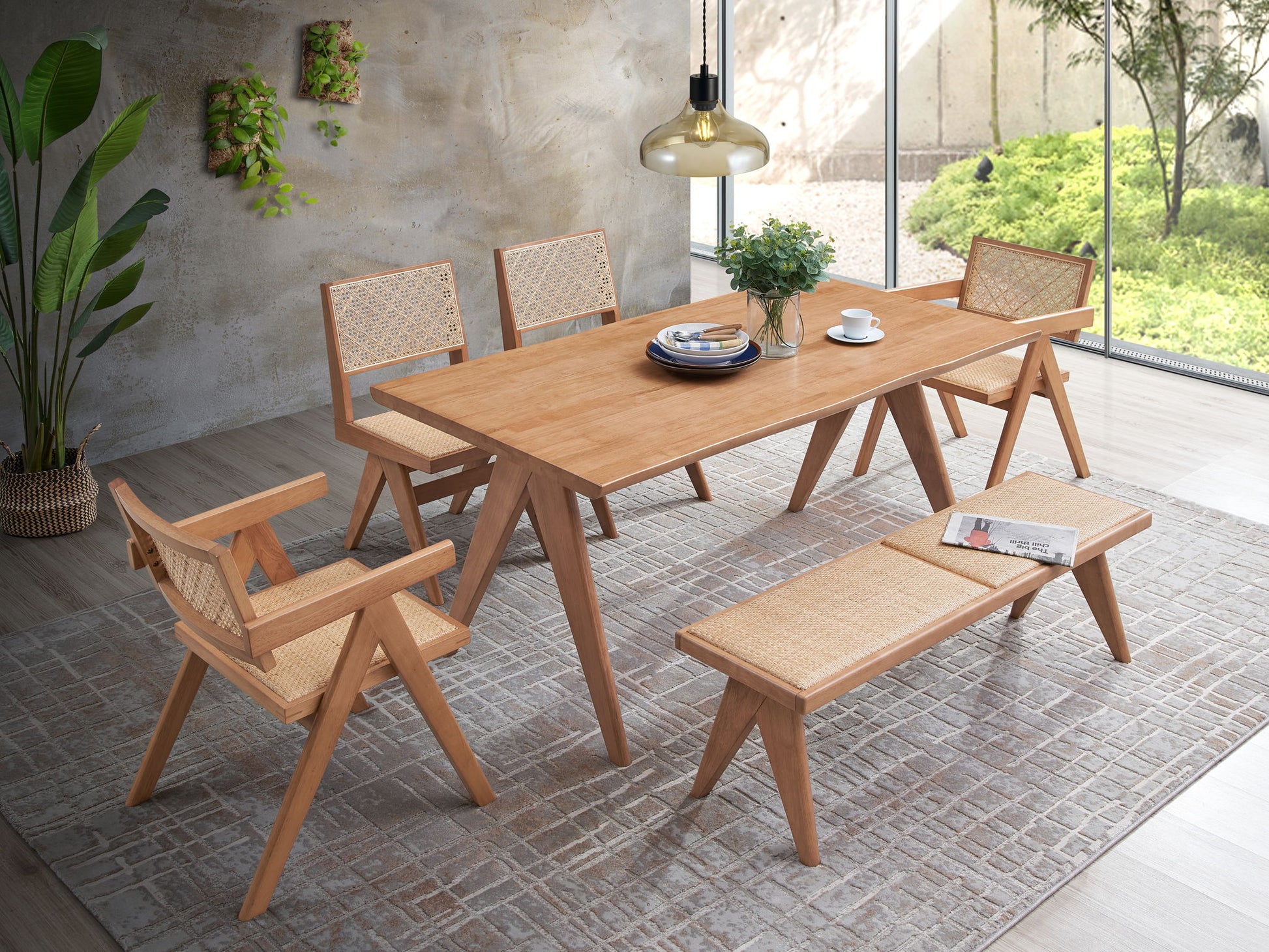 Velentina - 5 Pieces Patio / Outdoor Dining Set - Natural - Best Buy Furniture